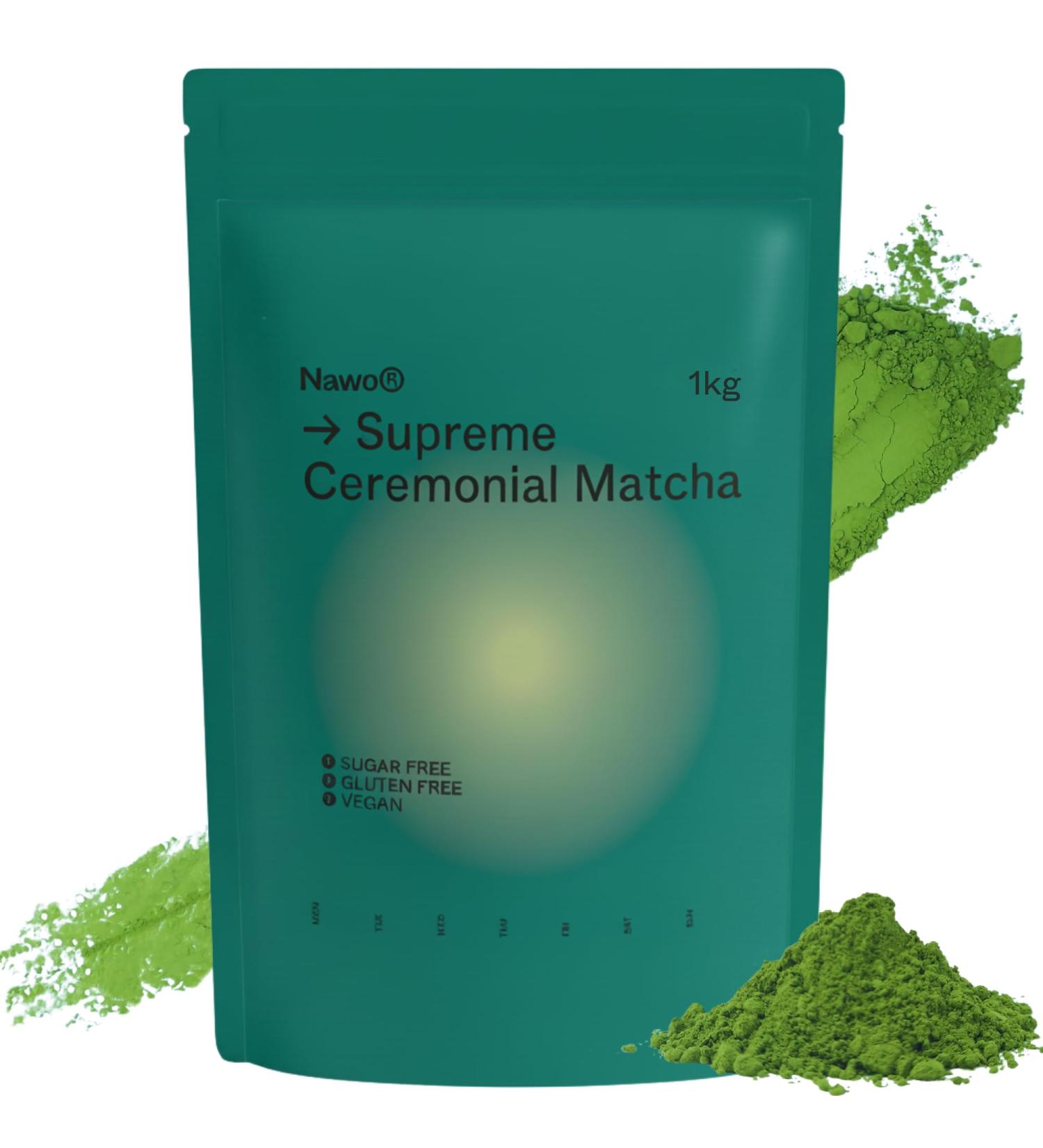  nawo Supreme Ceremonial Matcha Tea - 250g & 500g & 1kg 100% natural and organic professional barista-quality Japanese green tea powder for cafes and home use - NAWO Routines (1kg) - Buy Online on GoSupps.com