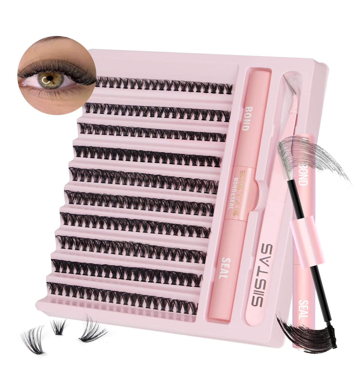 DIY Lash Extension Kit: 200pcs D Curl Volume Cluster Eyelashes with Lash Bond, Seal, and Tweezers - At-Home Individual Lash Extension Kit (40D) - Buy Online on GoSupps.com