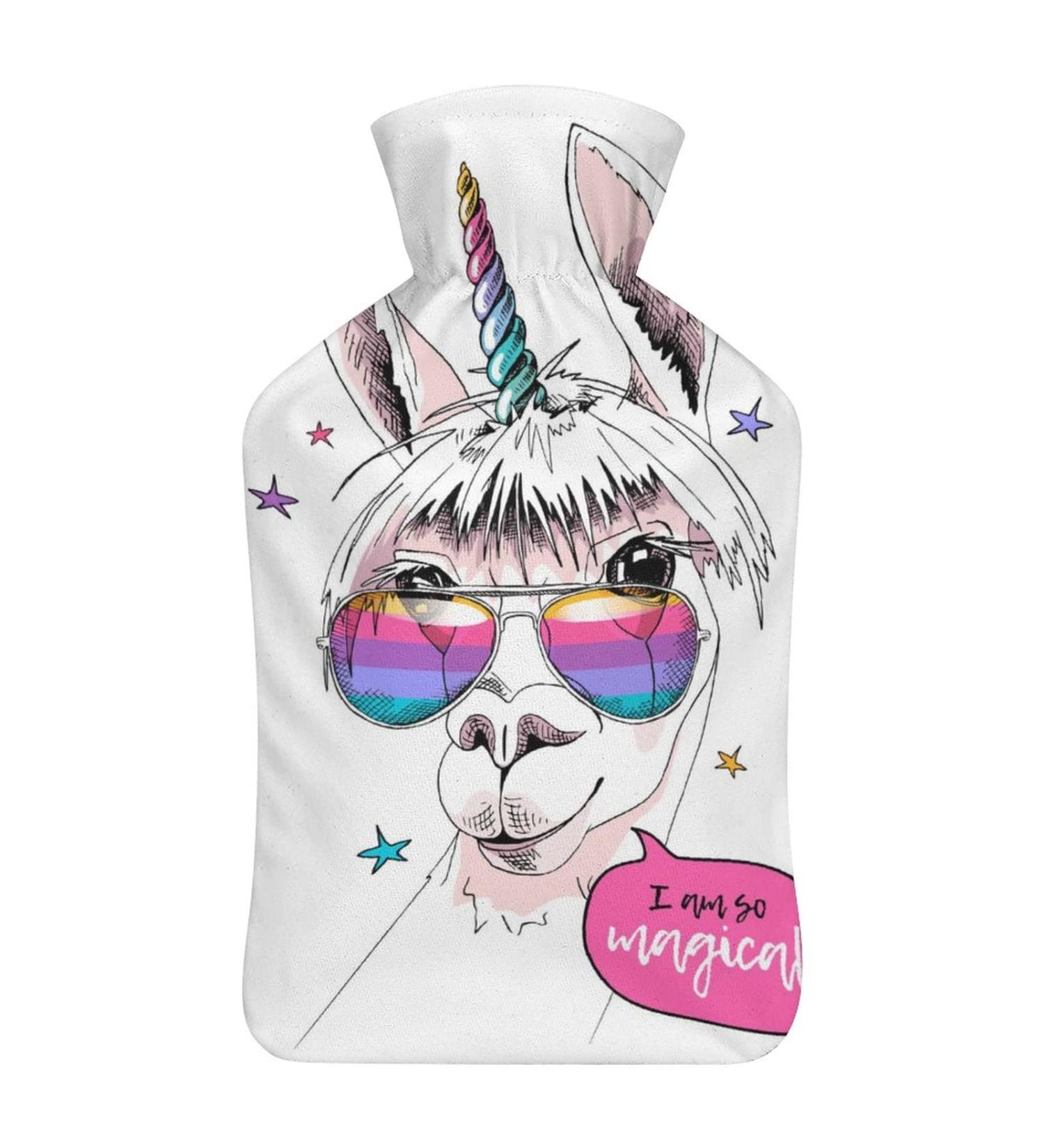 Unicorn Sheep Hot Water Bottle with Plush Cover - Cozy Hand Warmer for Adults & Children | 26.5x15.3cm - International Shipping Available - Buy Online on GoSupps.com