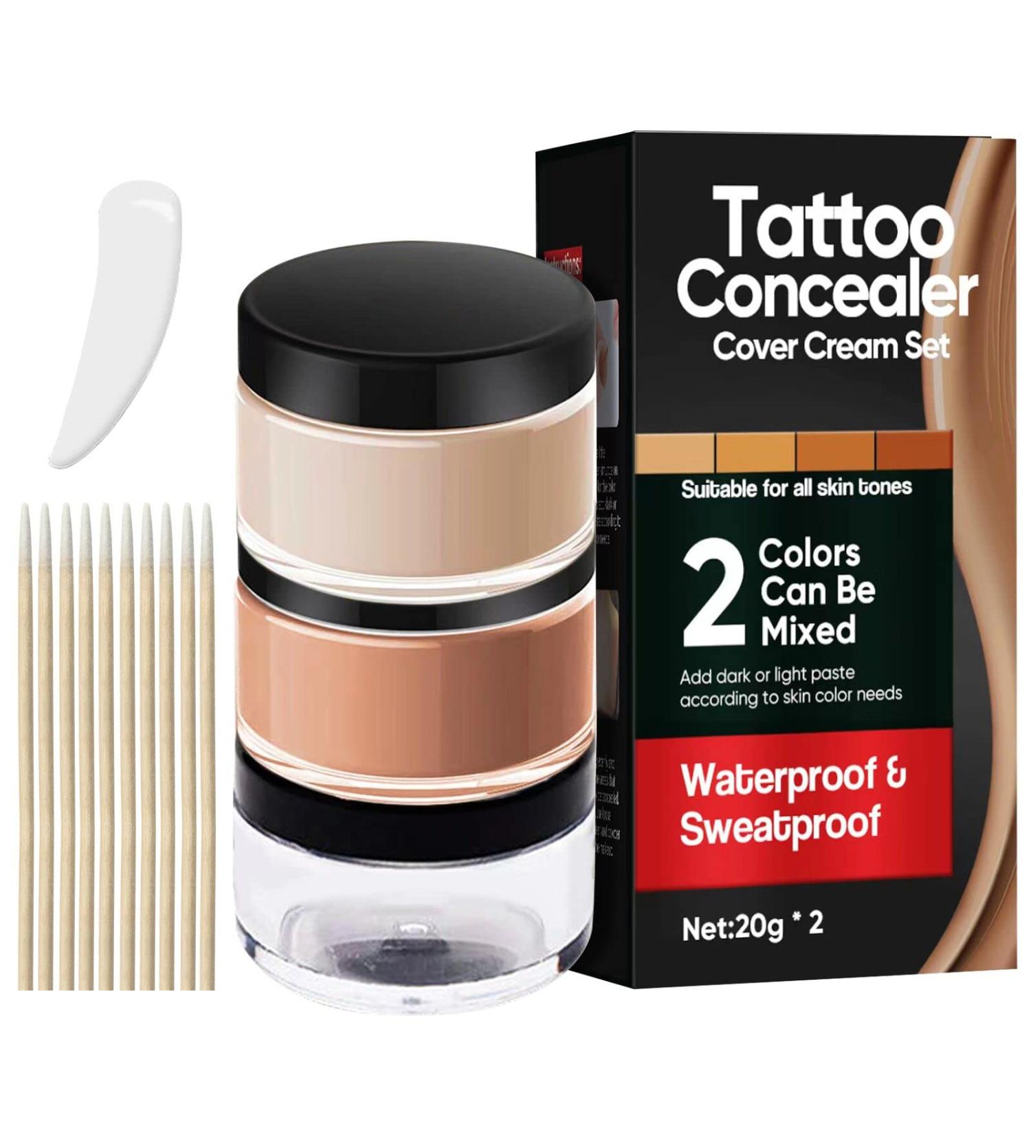 Waterproof Tattoo Cover Up Concealer Set - 2 Colors, Professional Skin Concealer for Scars, Dark Spots, Birthmarks - 20g*2 (Pack of 14) - Buy Online on GoSupps.com