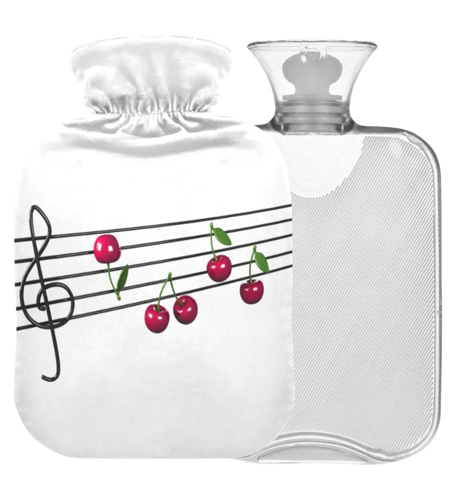 Naanle Music Note Cherry Hot Water Bottle - 2L Large Transparent Heat & Cold Therapy for Pain Relief | Ideal for Bed & Hand/Foot Comfort - Buy Online on GoSupps.com