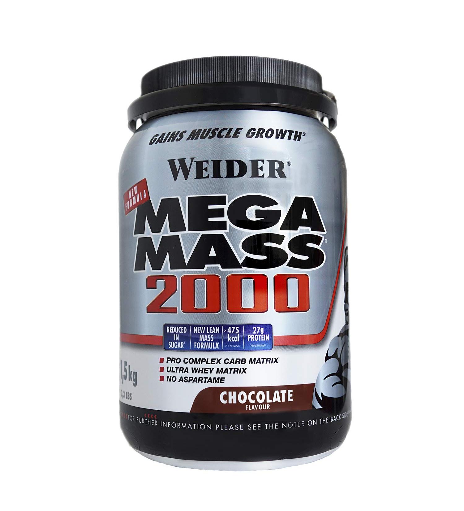  Weider Weider Mega Mass 2000 Calories Food Supplement Chocolate 1500 g - Buy Online on GoSupps.com