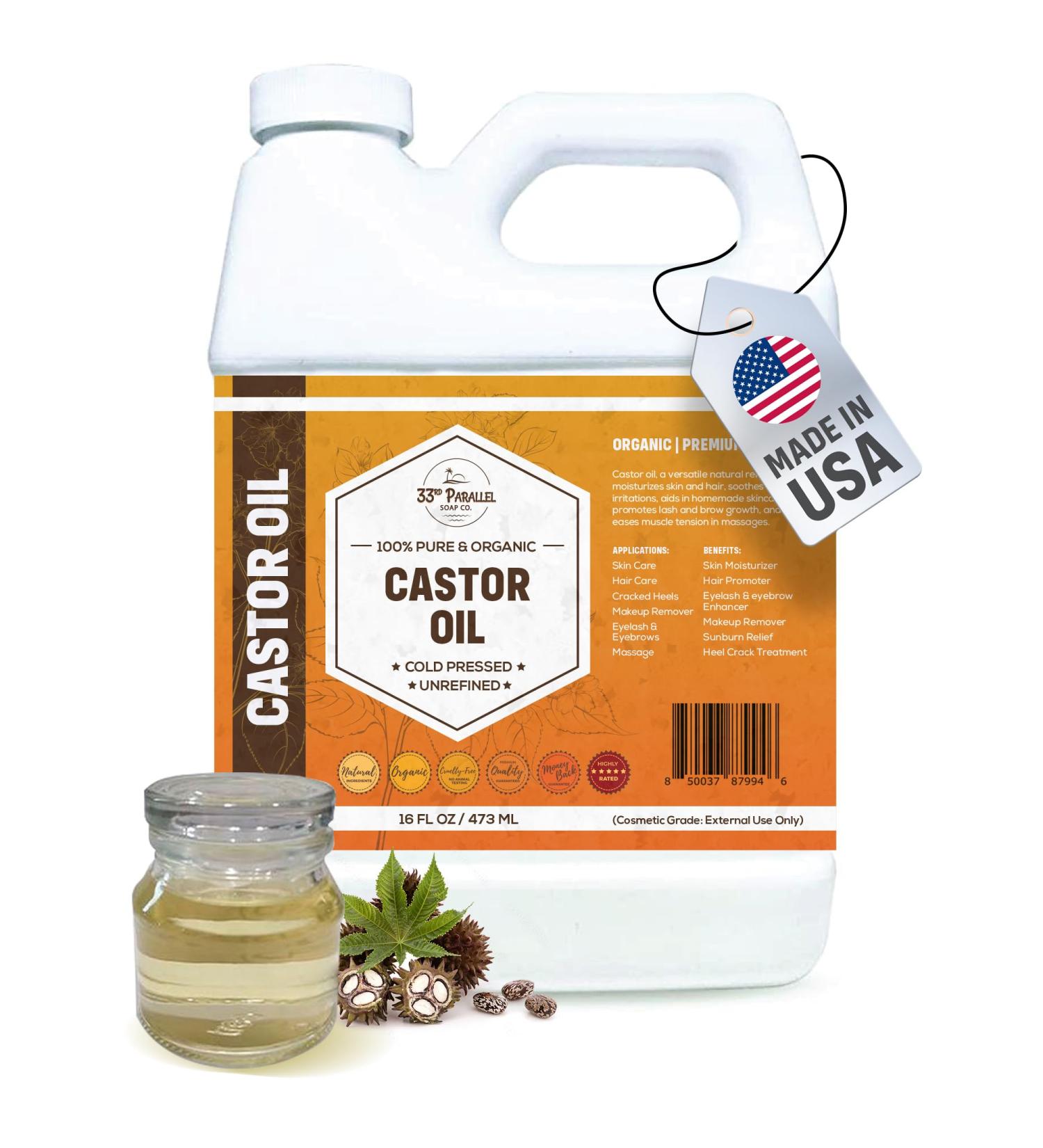 ORGANIC CASTOR OIL ( 16 oz ) Premium Cold Pressed Unrefined | 100% Natural Promotes Healthy Skin & Hair | Thickens Eyebrows Lengthens Eyelashes | Strengthens Nails Cuticles | Massage Oil | 16 FL OZ - Buy Online on GoSupps.com