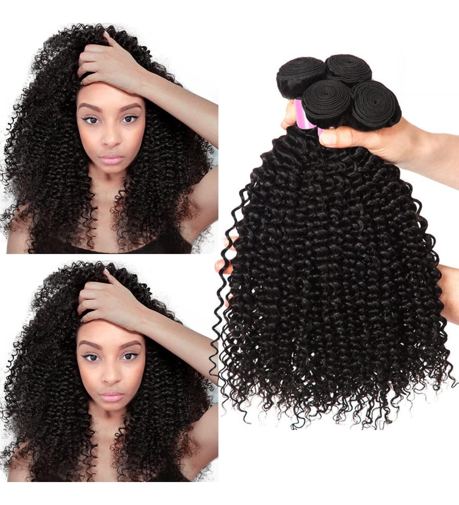 Emol Hair 9A Brazilian Curly Hair Bundles - Virgin Human Hair Weave (14-18 inch 300g) - Kinky Natural Color Remy Hair - Buy Online on GoSupps.com