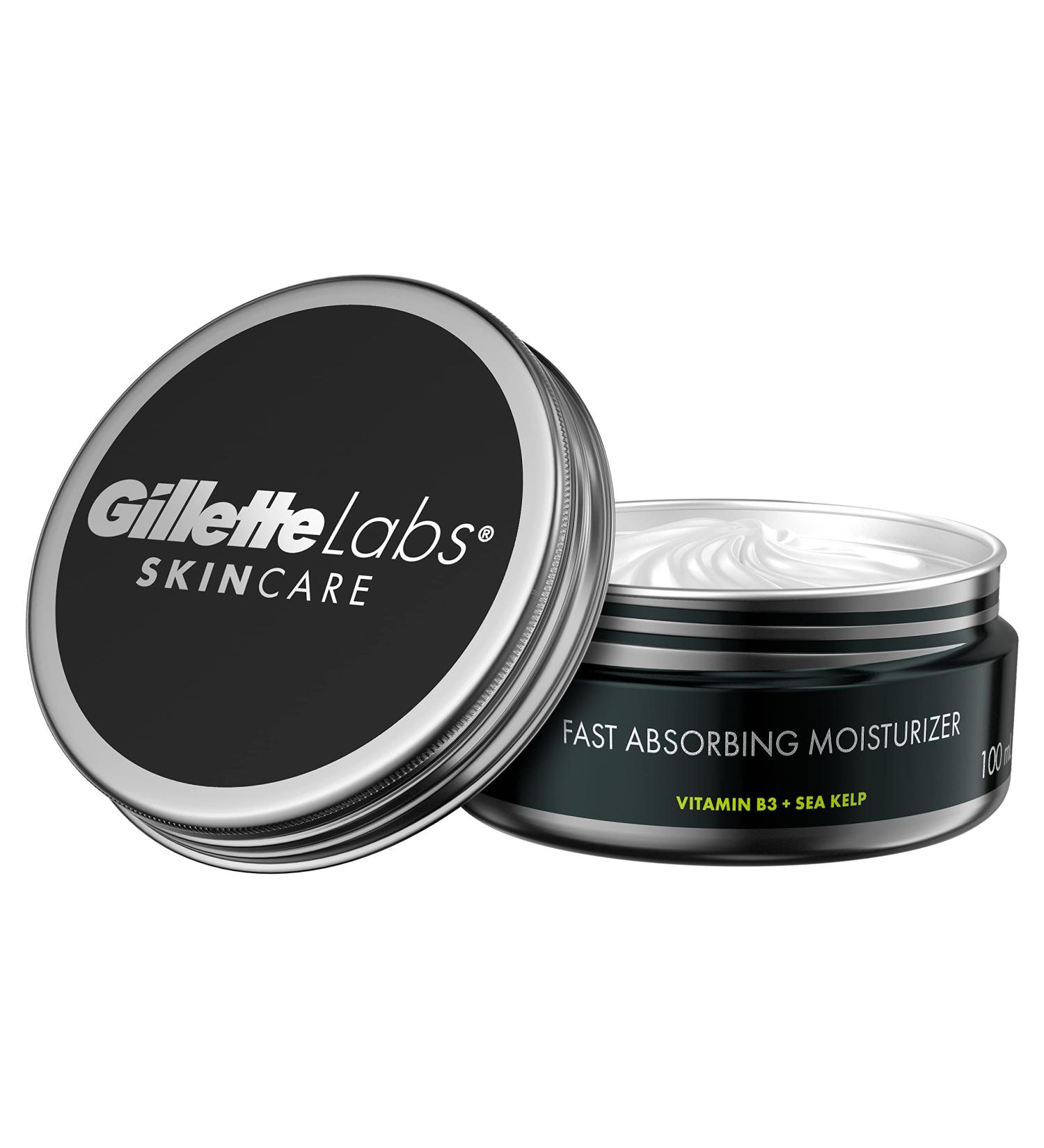 Gillette Fast Absorbing Face Moisturizer for Men | Lightweight & Hydrating | Vitamin B3 + Sea Kelp | 3.4 OZ - Buy Online on GoSupps.com