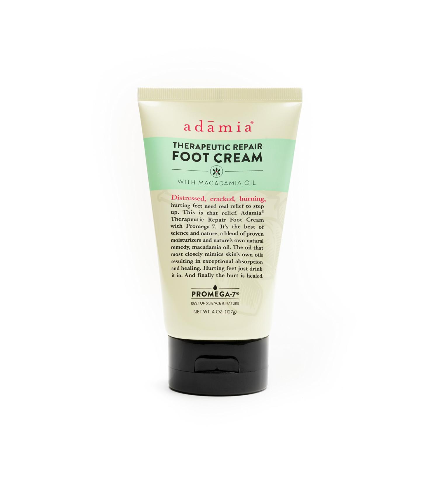 Adamia Therapeutic Repair Foot Cream 4oz Tube - Macadamia Nut Oil, Promega-7 - Fragrance-Free, Paraben-Free, Non-GMO - Buy Online on GoSupps.com