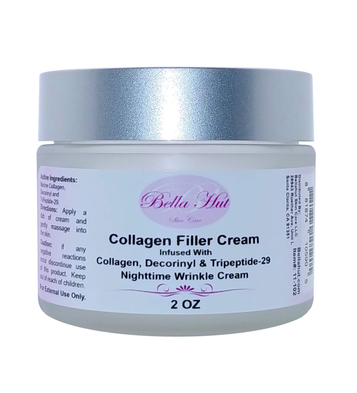 Bellahut Nighttime Collagen Filler Cream (2 OZ 16 OZ) Infused With COLLAGEN DECCORINYL & TRIPEPTIDE-29 | Helps Reduce Wrinkles and Fine Lines On The Face And Neck | MADE IN USA (2 Ounce)