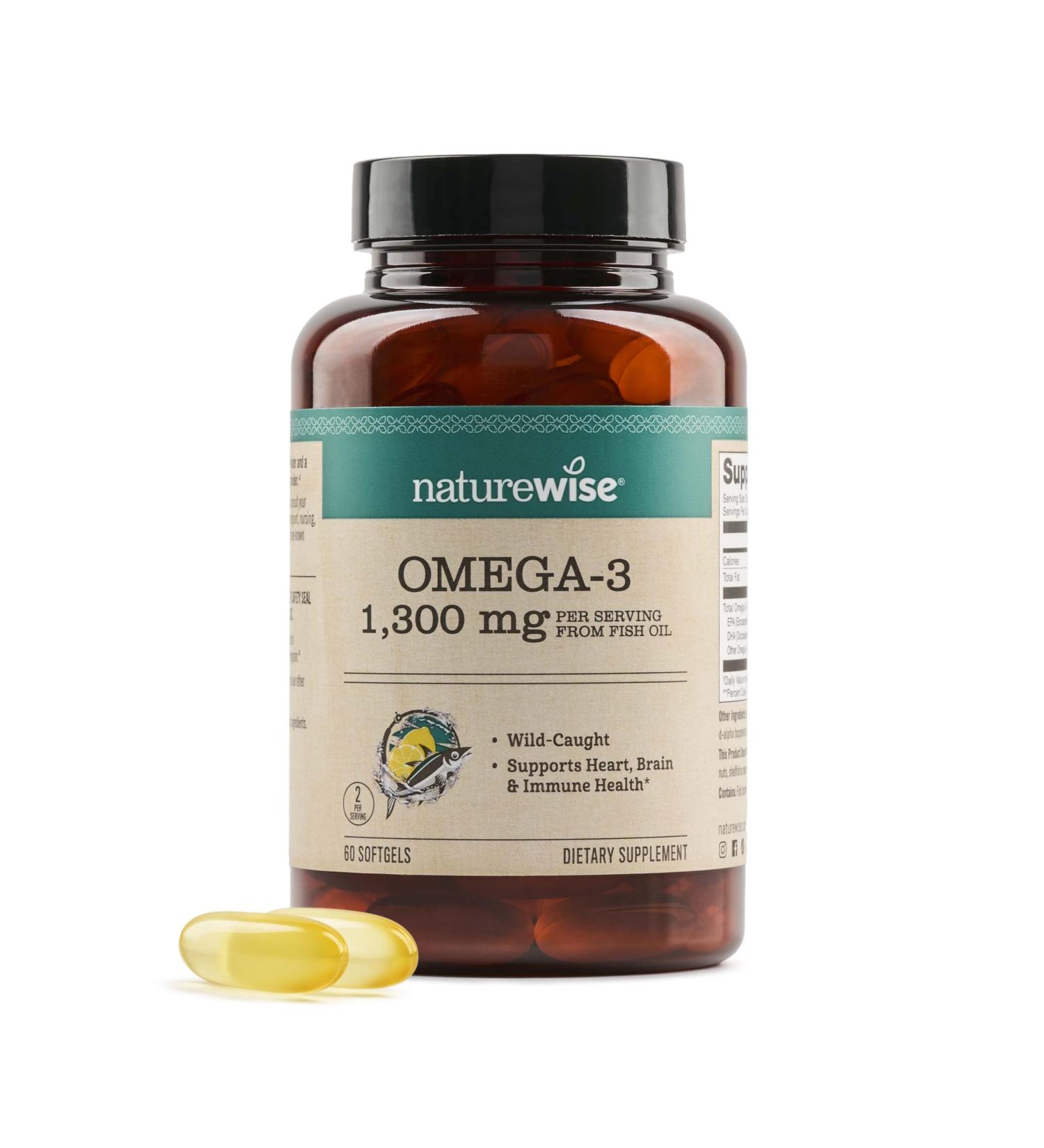 NatureWise Ultra Omega 3 Fish Oil 2200 mg 1300 mg Omega-3 - Triglyceride Form - Lemon Flavor - Wild-Caught Fish Oil + EPA & DHA - Burpless Non-GMO - 60 Softgels 1-Month Supply 60 Count (Pack of 1) - Buy Online on GoSupps.com