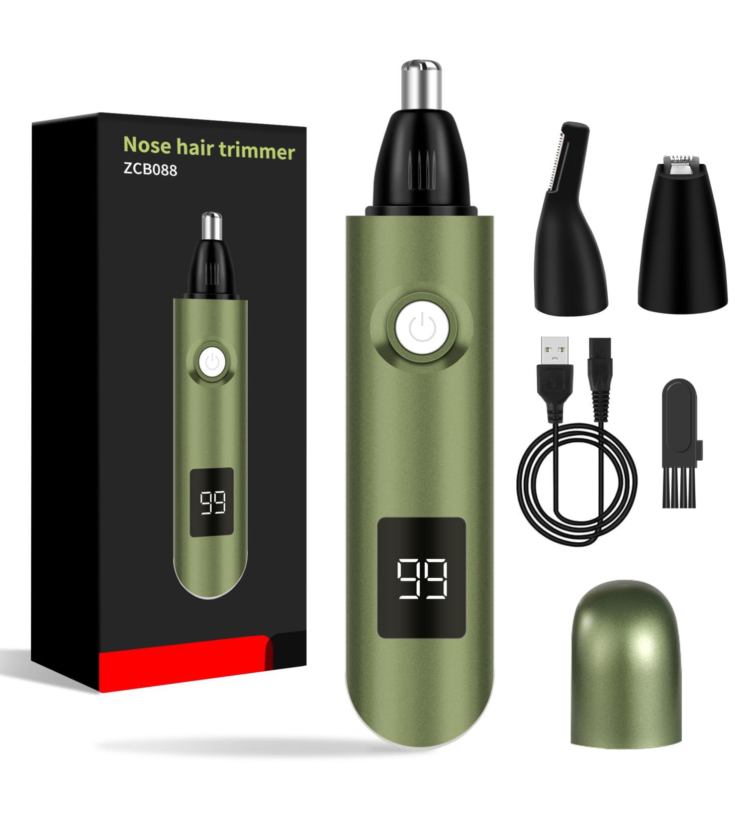 Imoebel 3-in-1 Nasal Hair Trimmer with LED Display | Double Cutting Blades for Nose Ear Eyebrow & Face Hair | Unisex Hair Cutter in Green - Buy Online on GoSupps.com