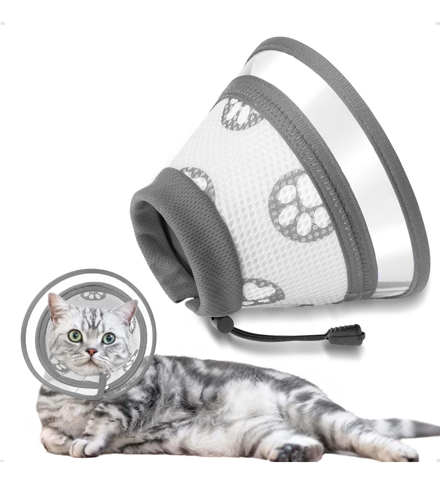 Buy Ohcozzy Adjustable Sore Crane Cat Collar - Transparent & Breathable Protective Collar (S Gray) | Pet Recovery Solution - Buy Online on GoSupps.com