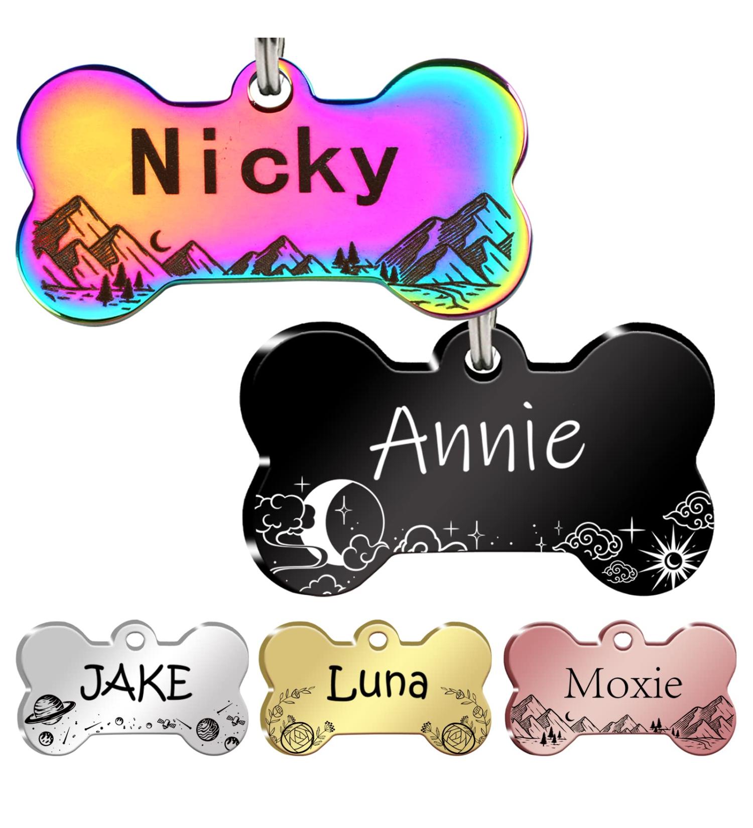 Personalized Engraved Pet ID Tag | Custom Dog Tag for Cats & Dogs | Medium/Large Collar Tag | Bone Shape Design - Buy Online on GoSupps.com