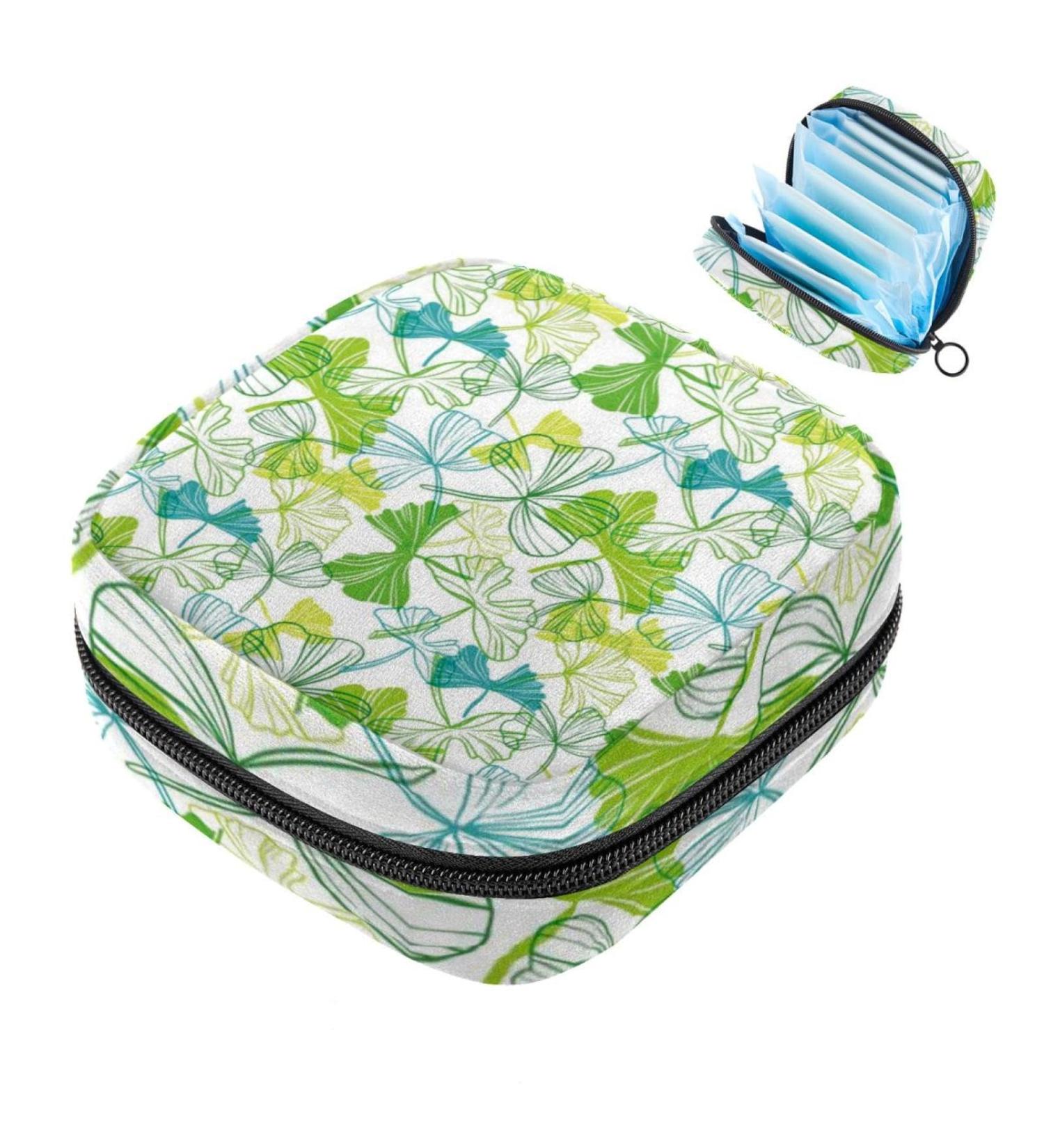 Green Leaves Women's Binding-Up Bag - Large Menstrual Cup Cylinder Pocket with Zipper Periodic Insert Pocket Storage for Panty Liners & Tampons - Multi-Colored 05 - Buy Online on GoSupps.com