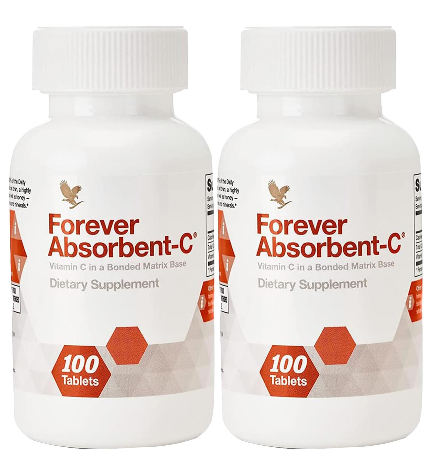 Forever Living - Absorbent-C - Orange Honey Flavor with Oat Bran - Vitamin C for Immune Support and Skin Health - 100 Chewable Tablets (Pack of 2) - Buy Online on GoSupps.com