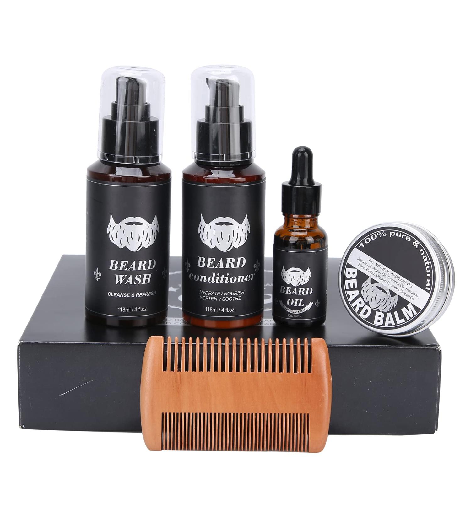 Agatige Beard Growth Kit | Premium Beard Grooming Set with Wash Oil Cream & Comb - Softens & Smoothes - Perfect for Men - Buy Online on GoSupps.com