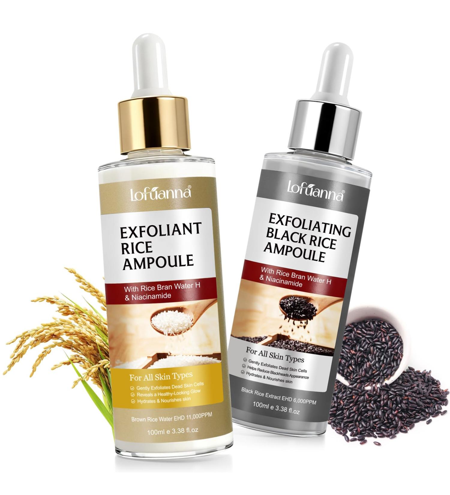 Glow Rice Ampoule Duo - 2PCS Rice Exfoliator for Face & Body - Glow Ampoule Duo with Black & White Rice Gentle Remove Dead Skin Blackheads Refine Pores and Provide Deep Hydration for All Skin Types - Buy Online on GoSupps.com