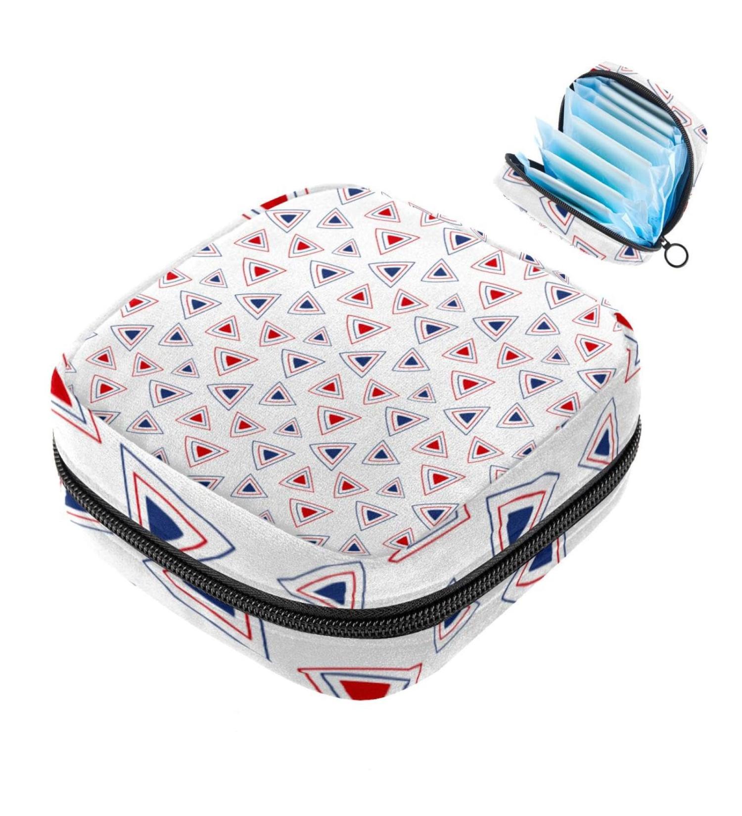 Portable Women's Binding-Storage Bags | Menstrual Cup Pocket & Pads for Teenage Girls | Triangular Geometric Pattern - Buy Online on GoSupps.com