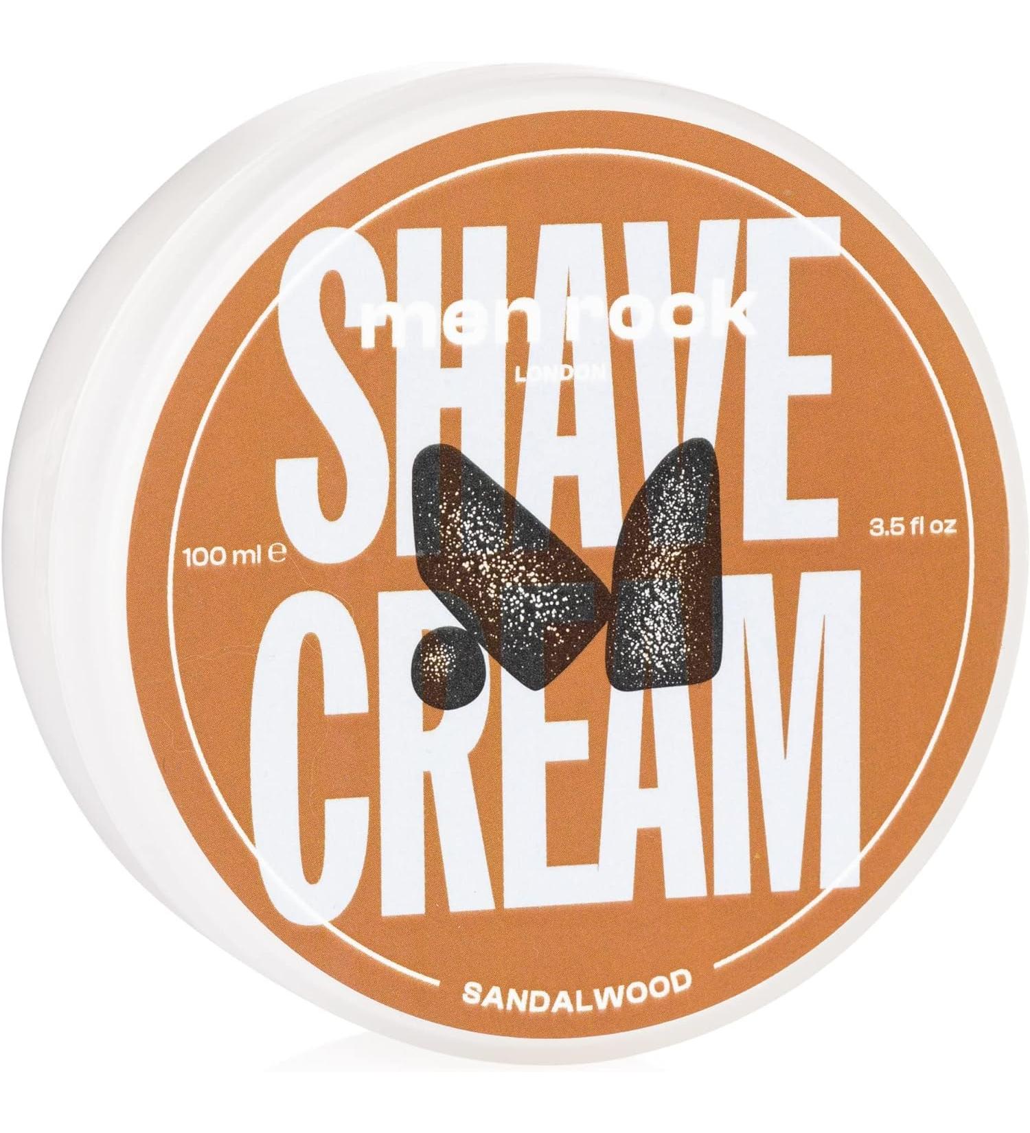 Men Rock Sandalwood Shave Cream for a Classy Wet Shaving Experience Deeply Hydrates and Nourishes Skin Cruelty Free Sandalwood and Spicy Black Pepper Fragrance 100ml