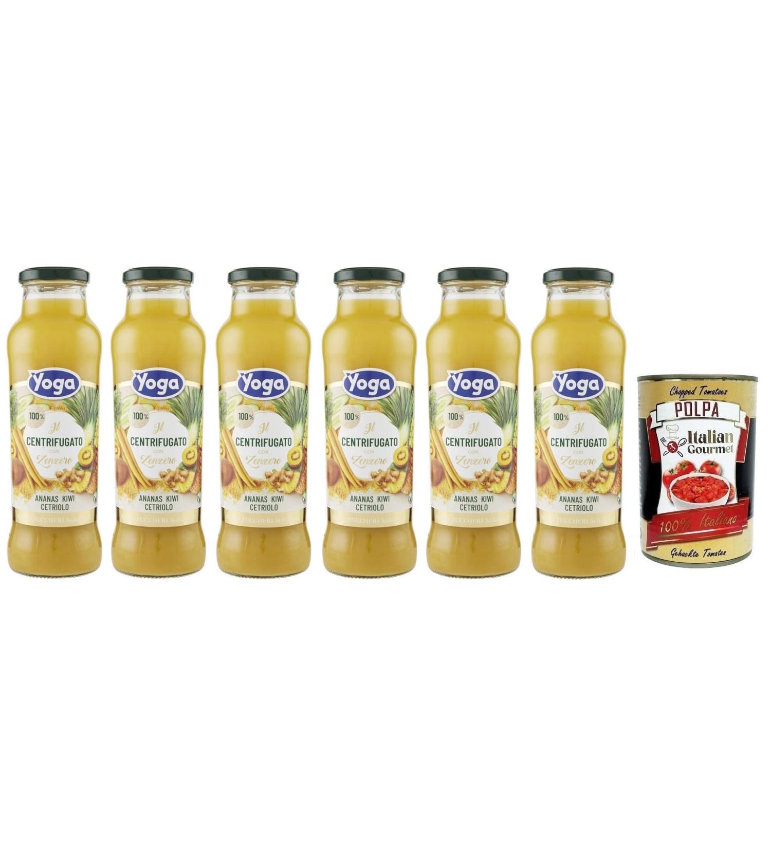  Italian Gourmet E.R. Yoga il Centrifugato con Zenzero Fruit Concentrate with Ginger Pineapple Kiwi and Cucumber Fruit Juice without Added Sugar 680 ml Glass Bottle + Tomato Pulp Italian - Buy Online on GoSupps.com