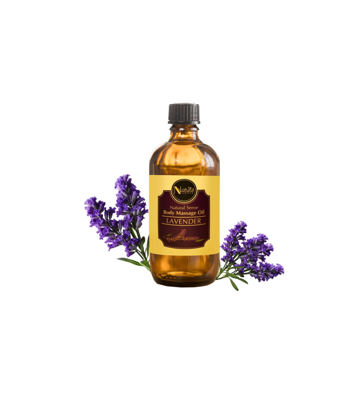 Natural Sense Body Massage Oil with Lavender | Premium All-Natural & Spa-Quality 10 Fl Oz - Rice Bran Sunflower & Coconut Oils - Buy Online on GoSupps.com