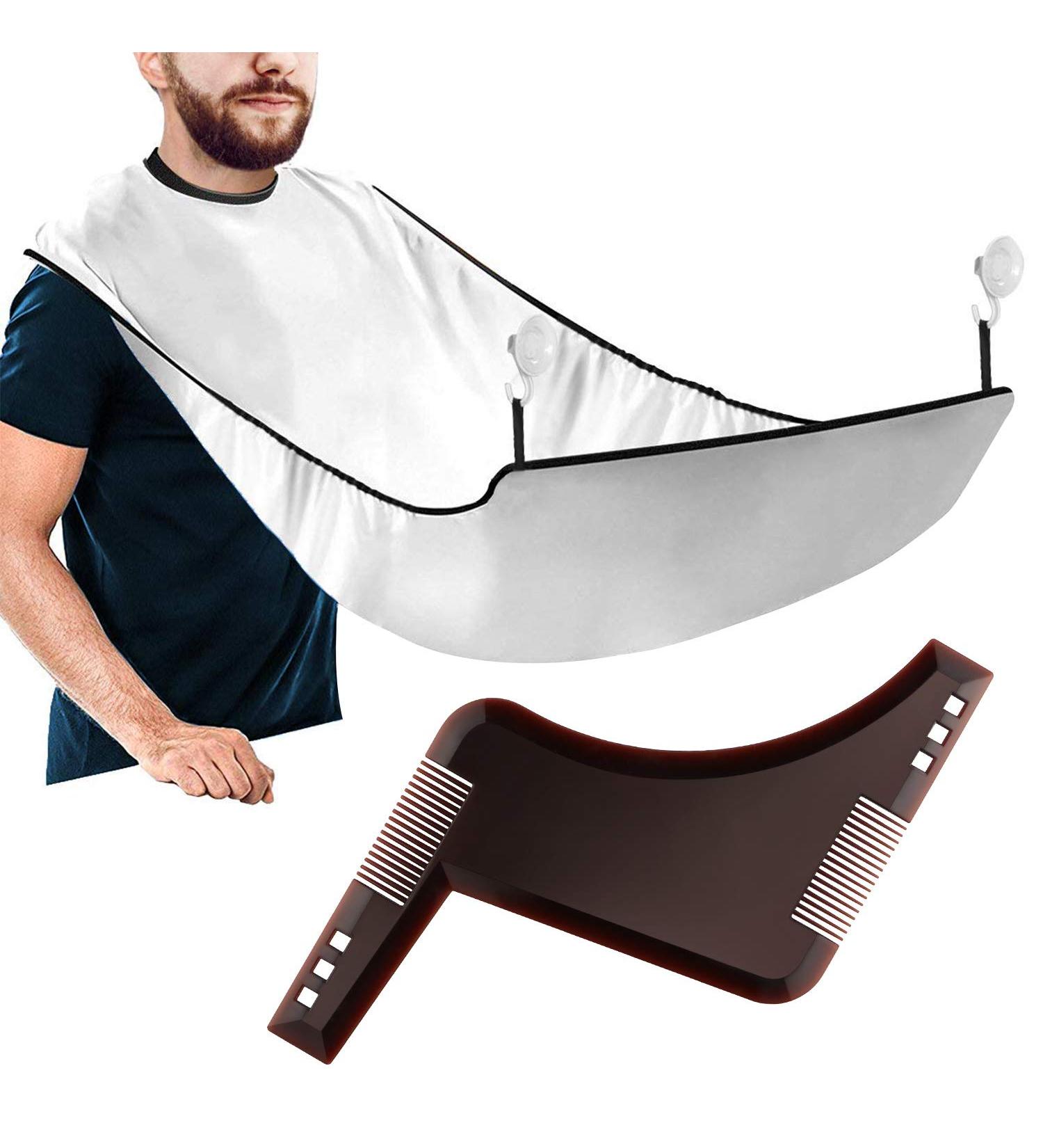 Singwow 2-in-1 Beard Shaping Tool & Shaving Bib Set - Grooming Template + Apron | Ultimate Gift for Men's Beard Trimming Kit - Buy Online on GoSupps.com
