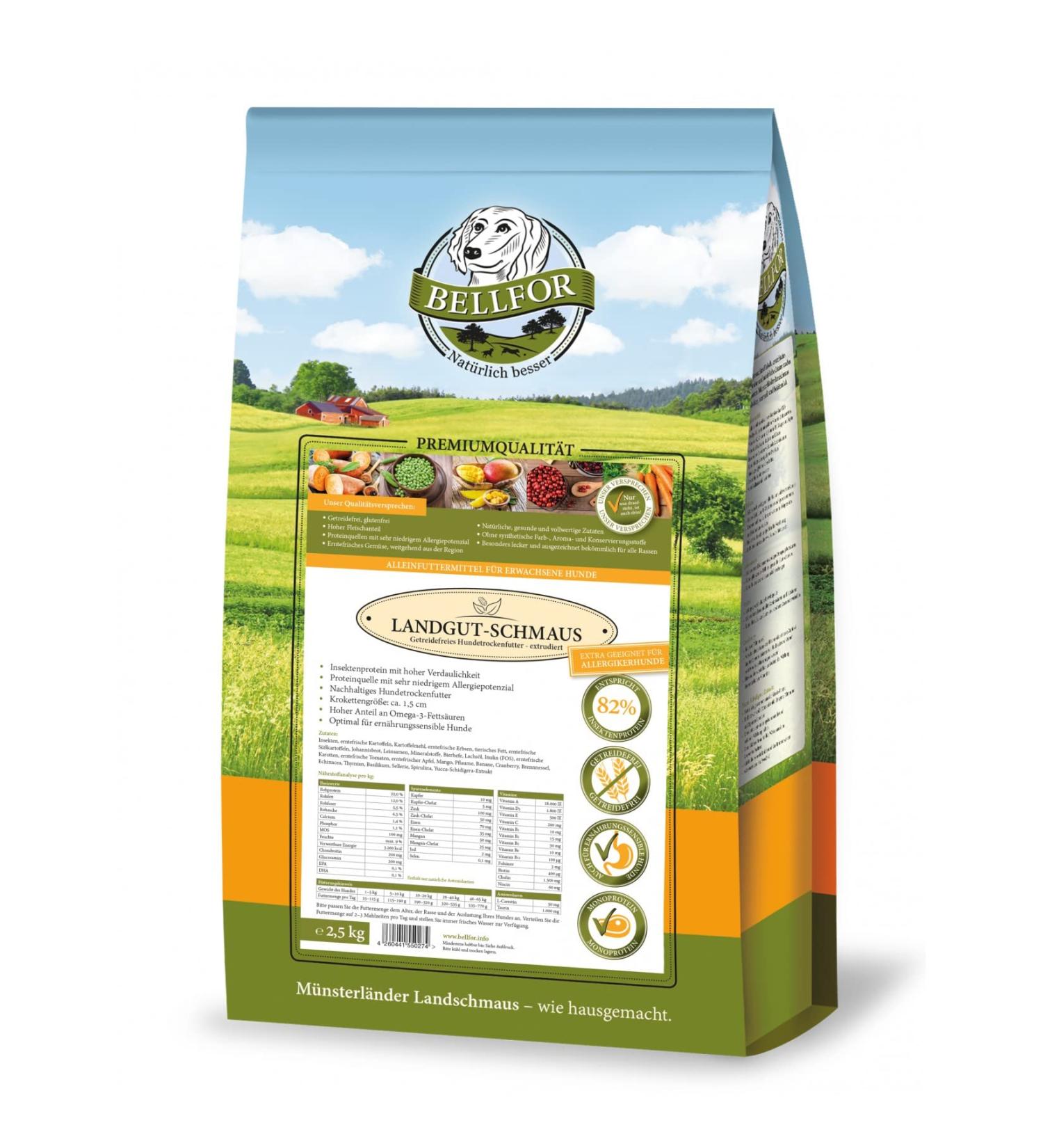 Bellfor Hypoallergenic Dry Food with Insects - Landgut-Schmaus - 2.5 kg - Buy Online on GoSupps.com