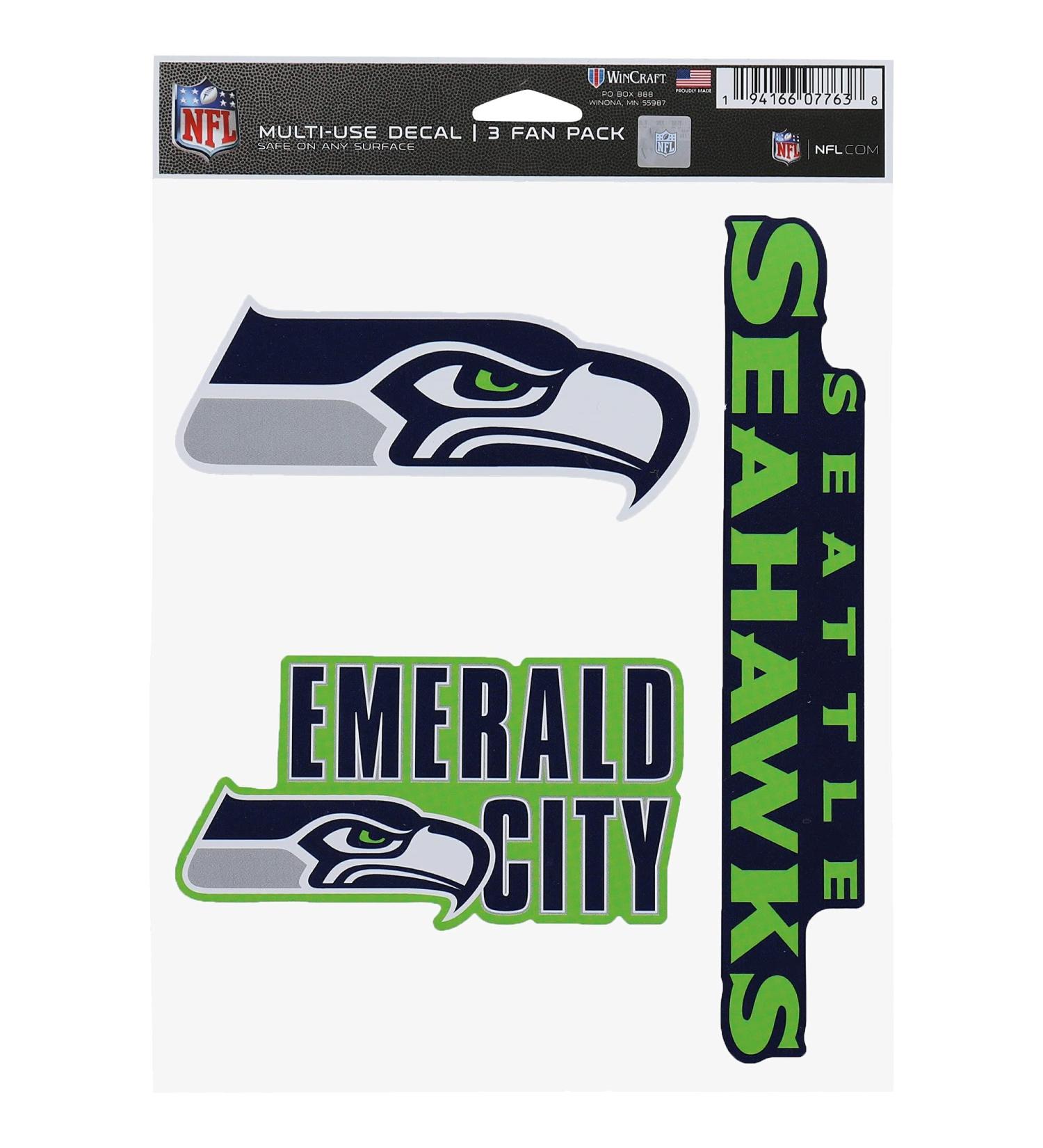 WinCraft NFL Seattle Seahawks Sticker Multi-Purpose Fans 3-Pack Team Colors One Size Seattle Seahawks One Size Multi