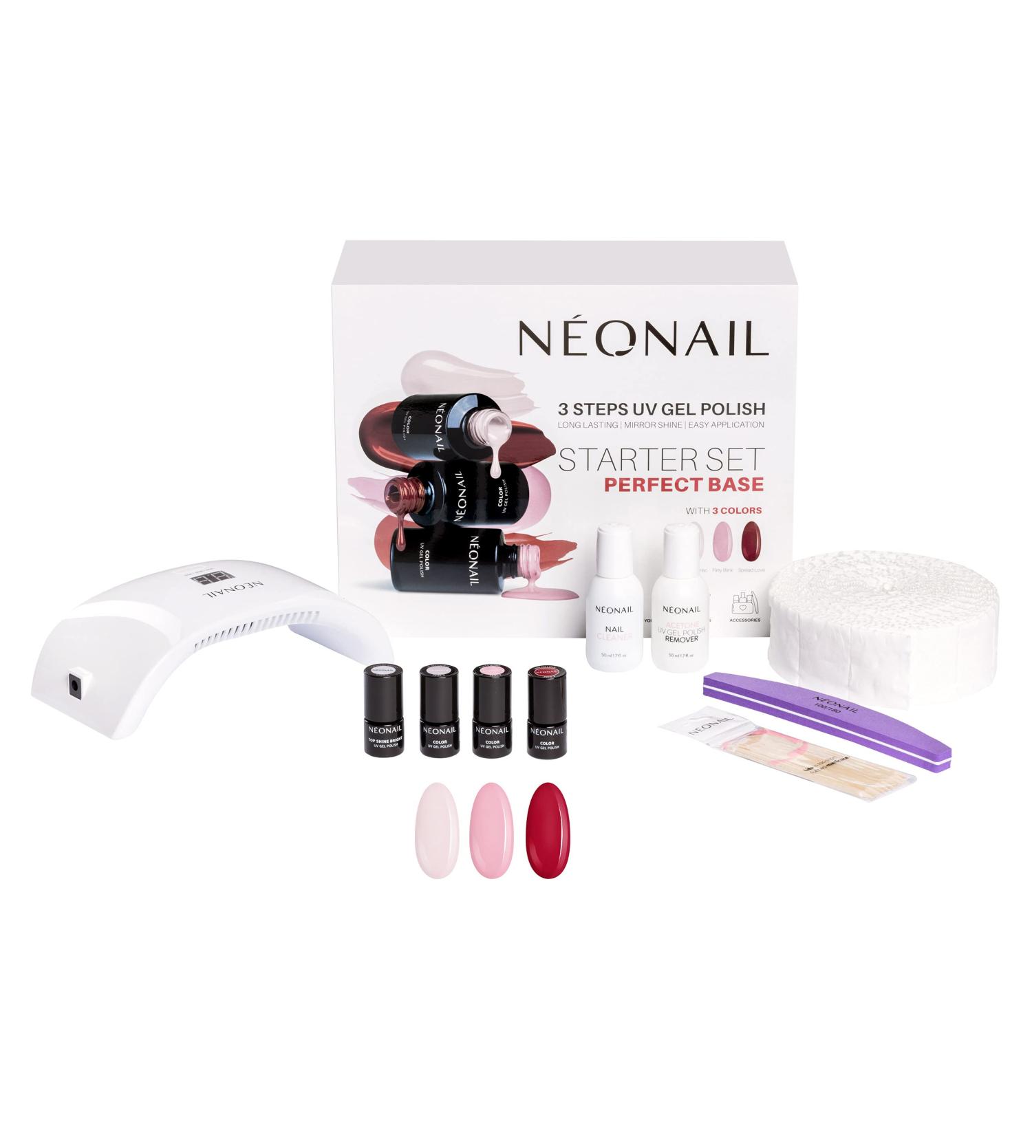 NeoNail Perfect Base Starter Set with LCD Lamp | 3 Nail Polishes & Accessories - Shop Internationally - Buy Online on GoSupps.com