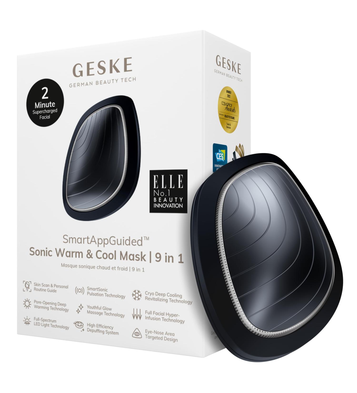 GESKE SmartAppGuided LED Face Mask - 9-in-1 Sonic Warm & Cool Beauty Tool for Facial Glow Massaging and Skincare | Full Spectrum Treatment for Radiant Skin - Buy Online on GoSupps.com