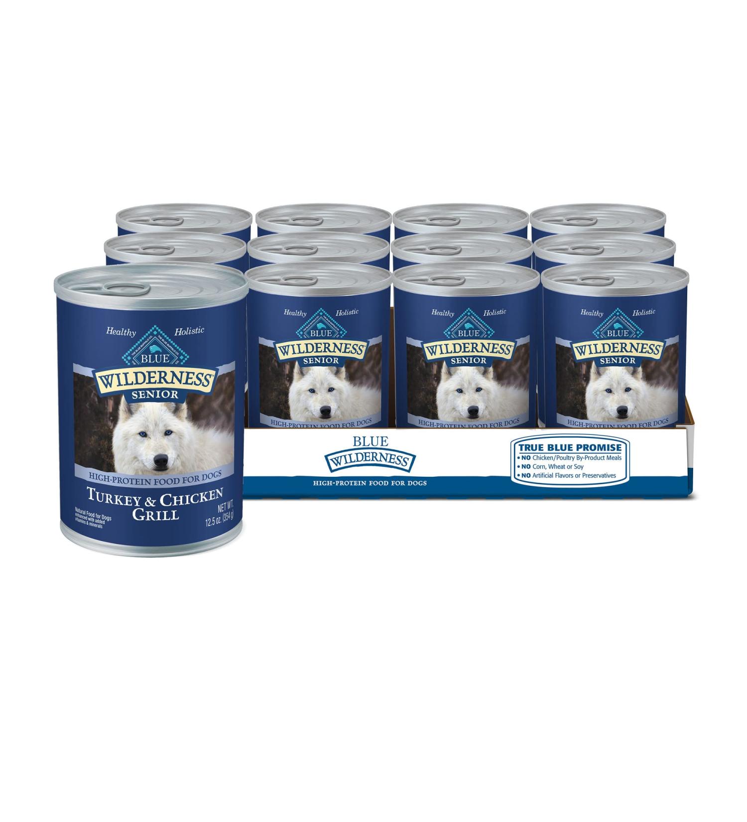 Blue Buffalo Wilderness Senior Wet Dog Food 12.5 oz (Pack of 12) - Turkey & Chicken - Buy Online on GoSupps.com