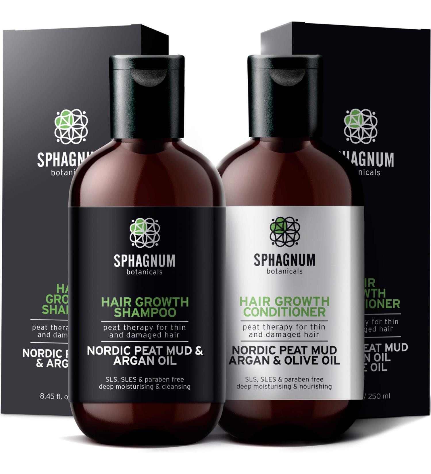 Natural Argan Oil Hair Growth Shampoo & Conditioner with Peat Mud - Prevents Hair Loss, Repairs Thin & Damaged Hair - SLS & Paraben Free - Buy Online on GoSupps.com