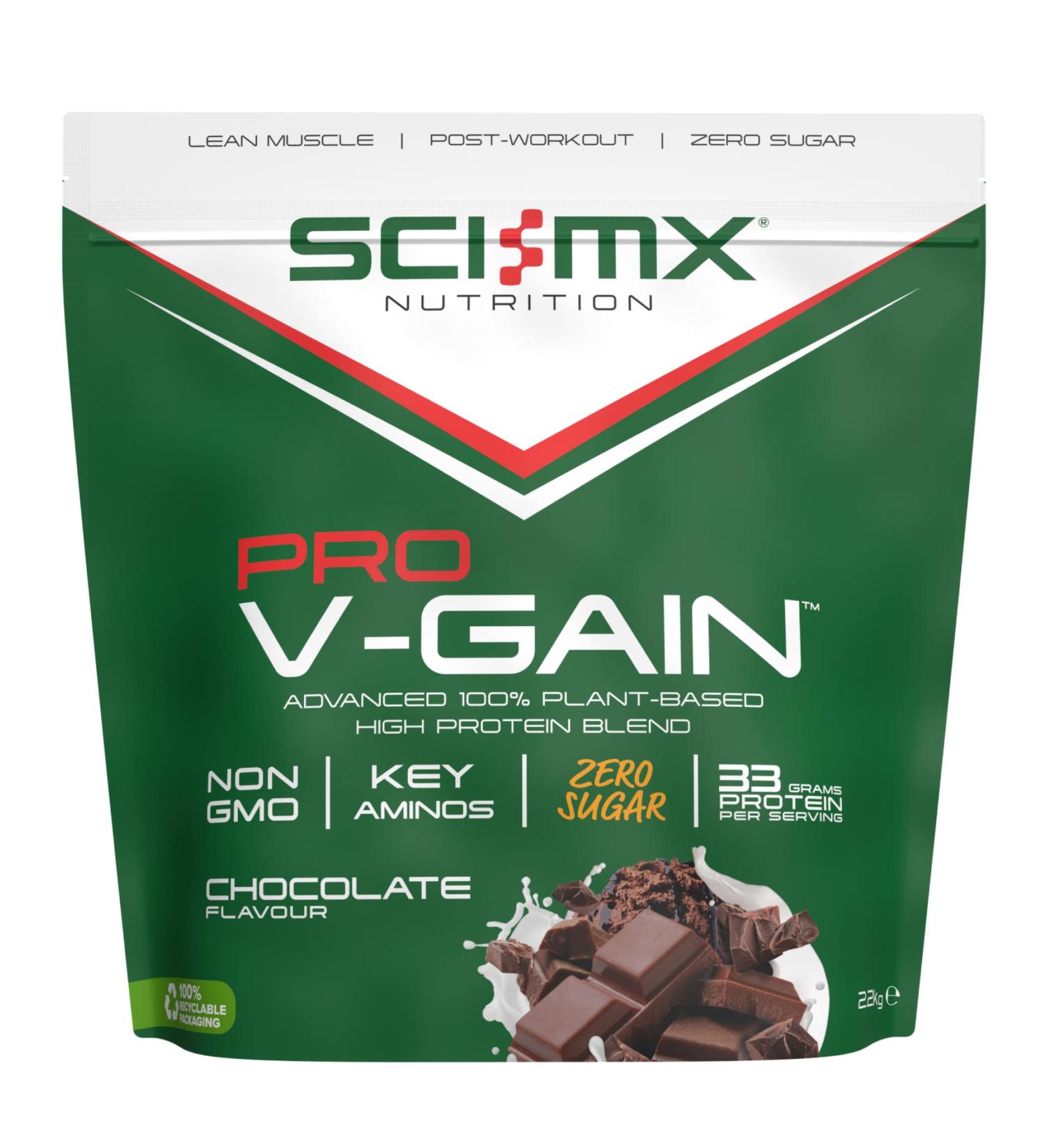 SCI-MX Pro-V Gain Vegan Chocolate Soy Protein Powder Isolate - 2.2KG (49 Servings) | Muscle Growth & Maintenance | Sugar Free | Non-GMO | B12 & Magnesium Included - Buy Online on GoSupps.com