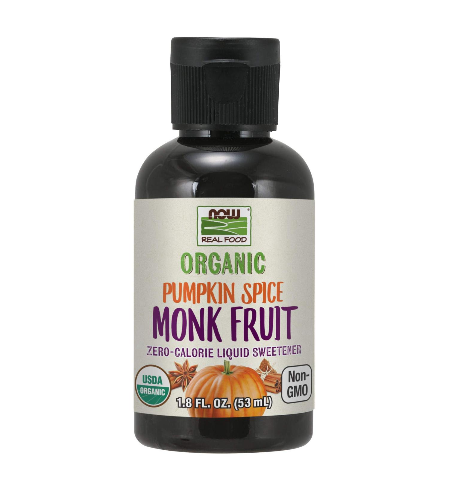 Now Foods Organic Monk Fruit Sweetener Pumpkin Spice | Zero-Calorie Liquid 1.8 fl oz - Buy Online on GoSupps.com