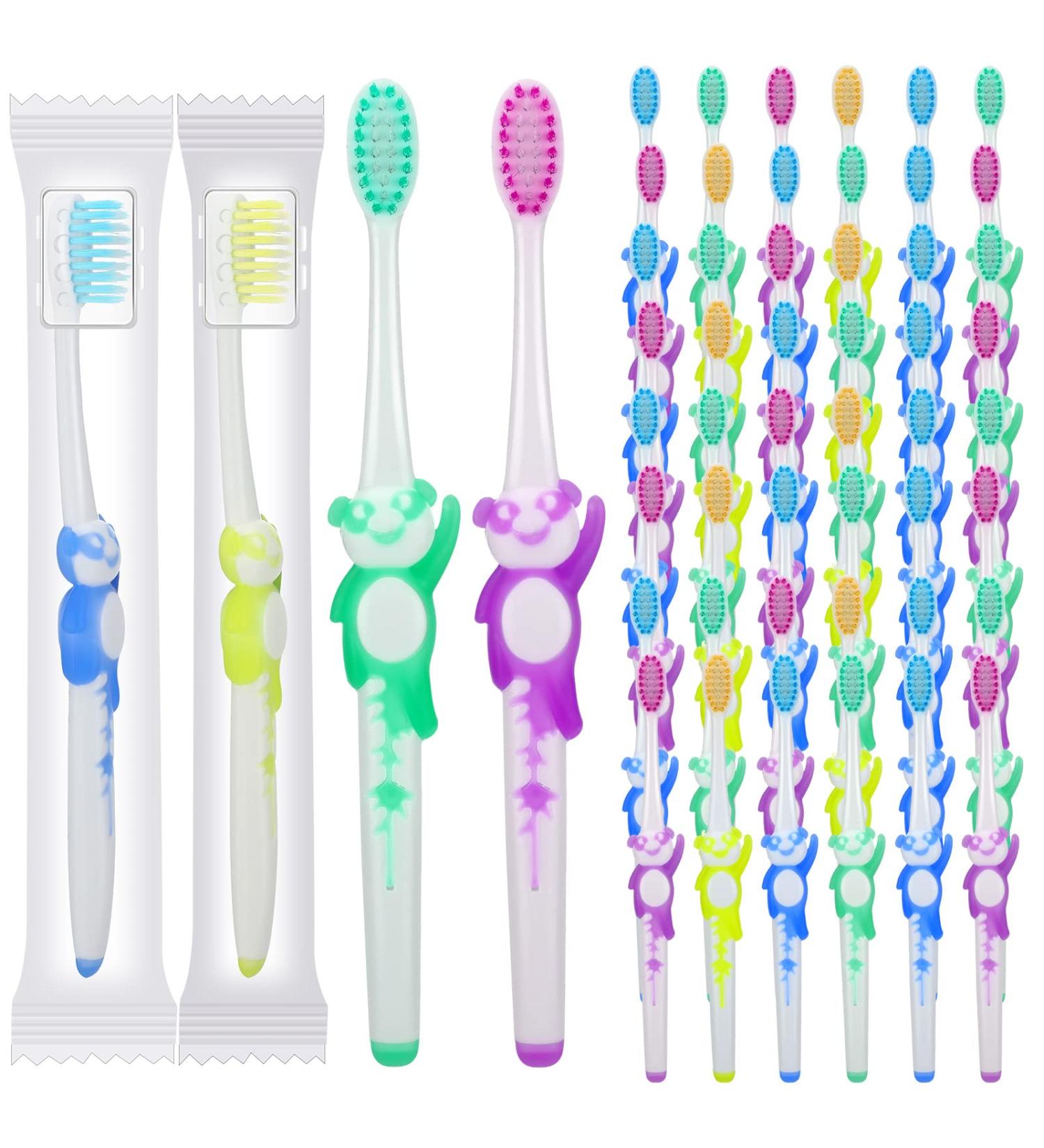 300 Pcs Cute Panda Disposable Kids Toothbrushes - Soft Bristles, Individually Wrapped for School & Travel - Buy Online on GoSupps.com