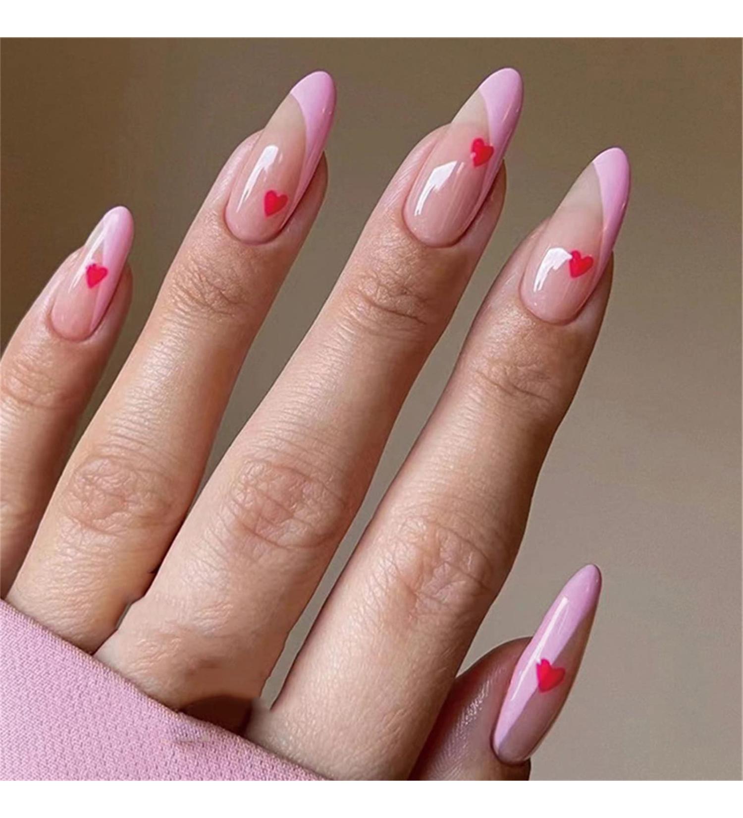 False Nails Short Full Cover French Red Heart Christmas Festival Press on Nails 24 Pieces Nail Art Tips for Nail Salons and Women DIY Nail Art - Buy Online on GoSupps.com