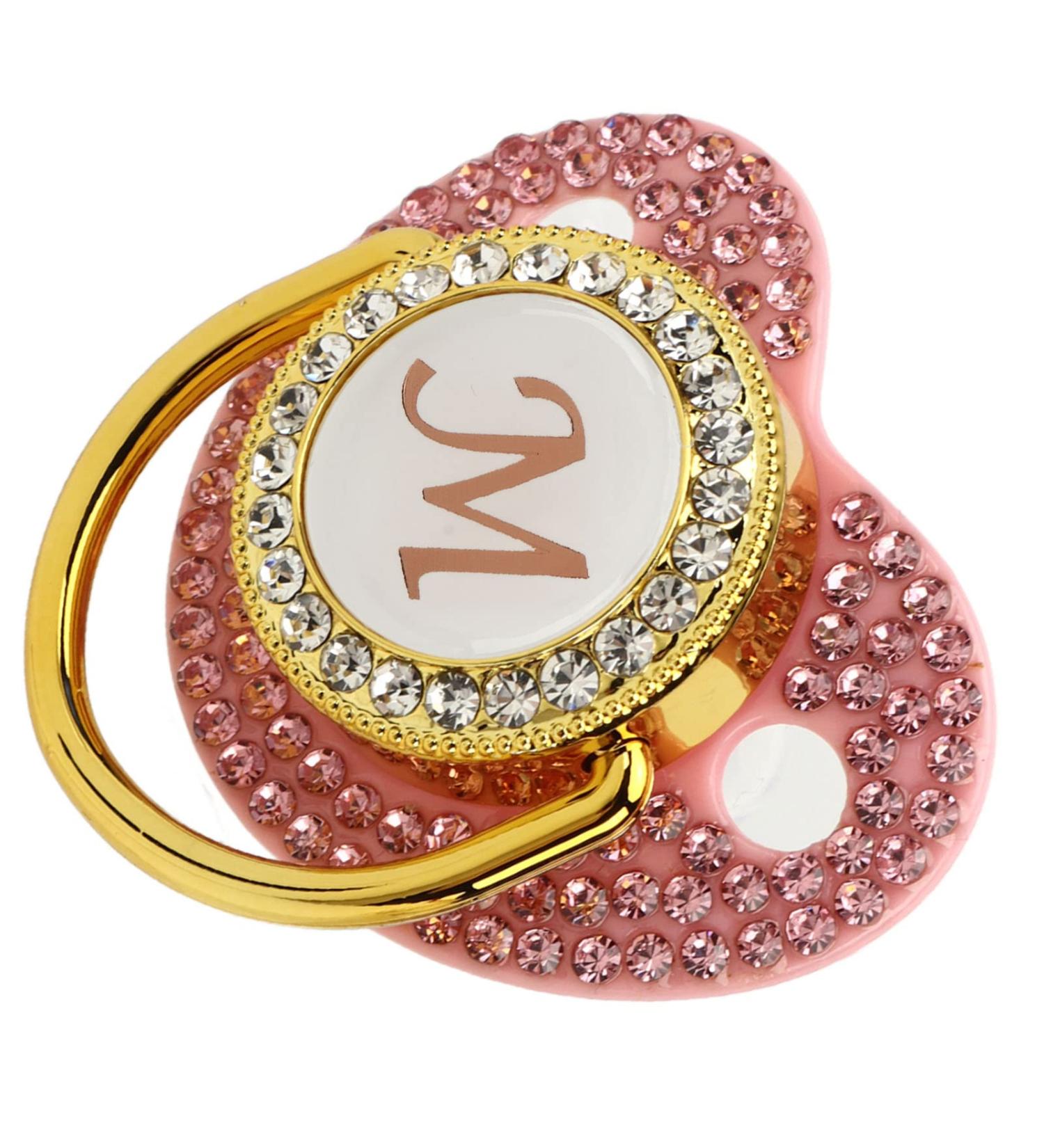 Gold Rhinestone Baby Pacifier Set | Lightweight Pacifier for 6-18 Months | Unique Baby Gift (Letter M) - Buy Online on GoSupps.com