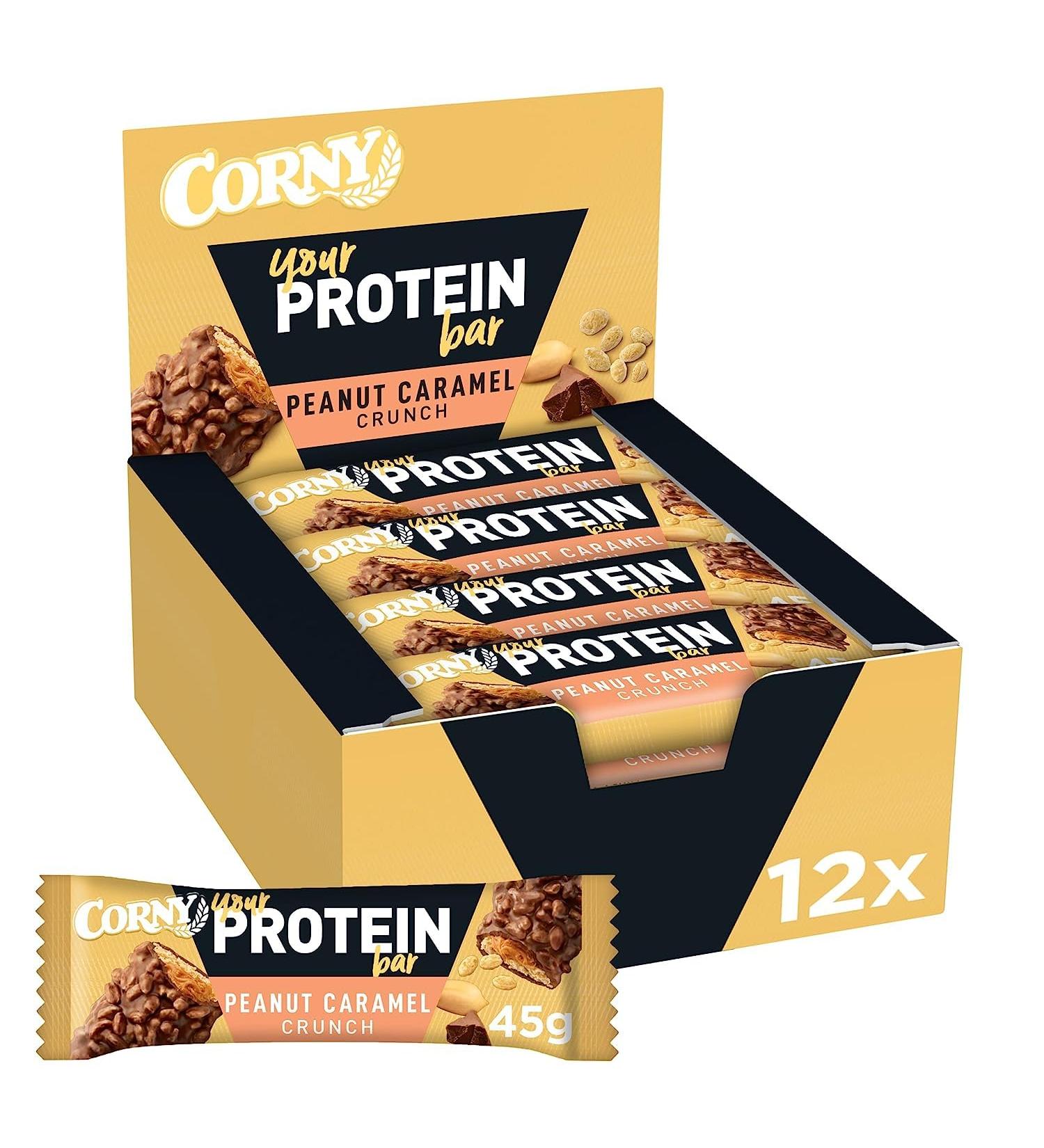 Buy Corny Peanut Caramel Crunch Protein Bars - 30% Protein No Added Sugar Bulk Pack (12x45g) - Ideal for Healthy Snacking & Fitness - Buy Online on GoSupps.com