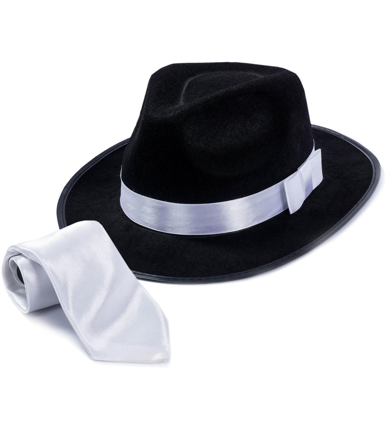 Tigerdoe Fedora Gangster Hat with White Neck Tie - Mobster Costume Set - Buy Online on GoSupps.com