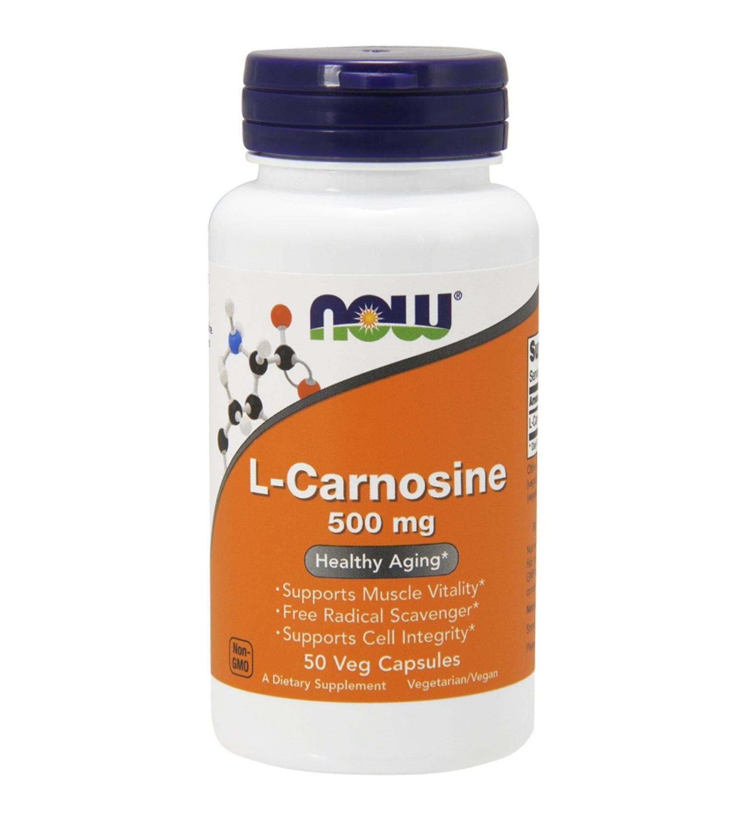 L-Carnosine 500mg - Vegetarian Capsules | Now Foods - 50 VegCaps | Premium Quality Supplements for Enhanced Health - Buy Online on GoSupps.com