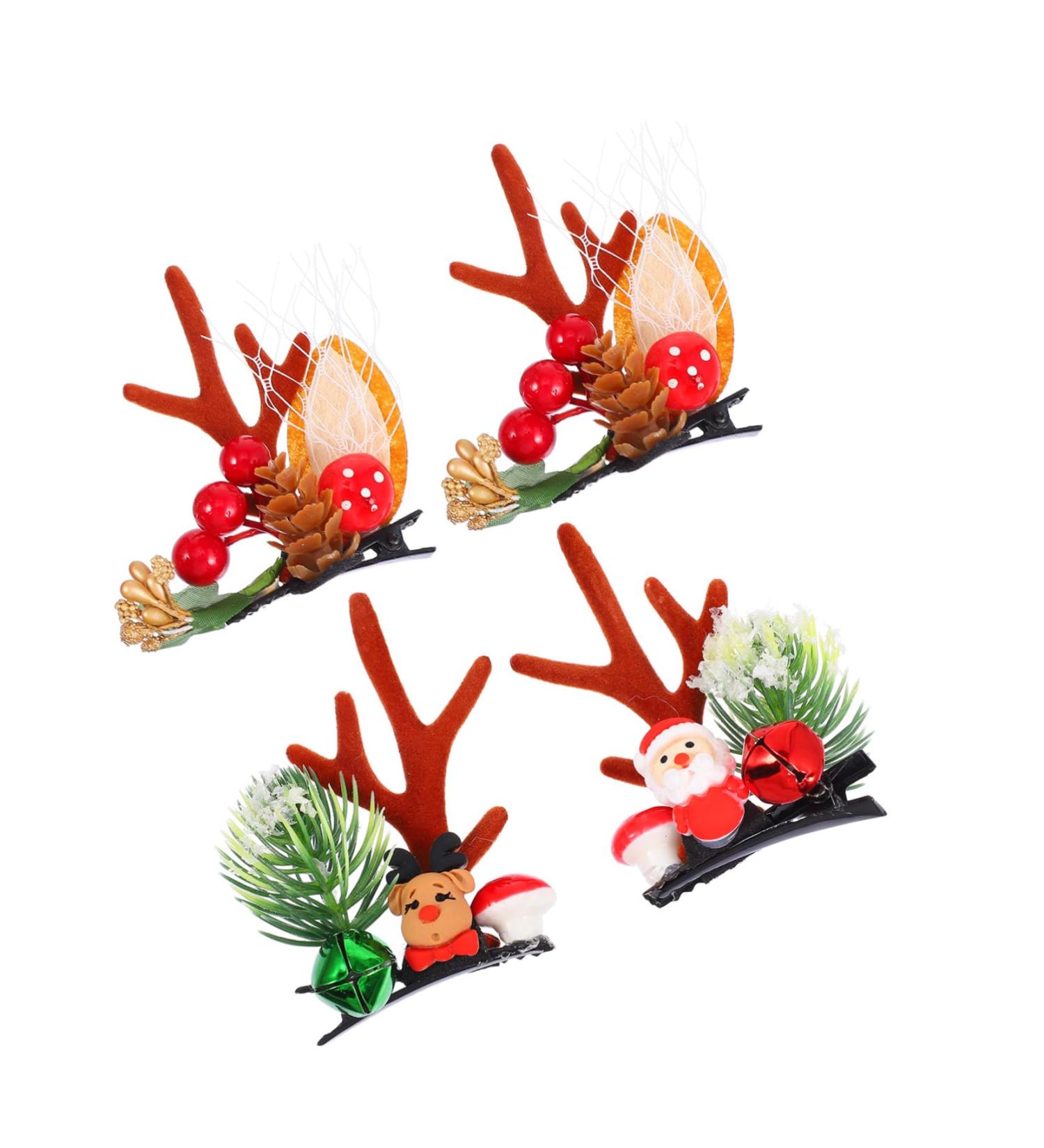 DRESSOOS 2 Pairs Christmas Hair Clips Xmas Hair Clip Girls Christmas Barrette Christmas Hair Accessories Women Hair Clips Clips for Hair Antlers Barrette Clothing Cosplay Baby Abs - Buy Online on GoSupps.com