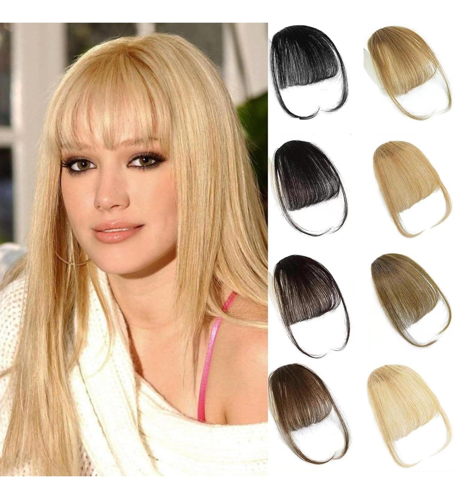 Alaleibaby Clip in Bangs Human Hair 100% clip in hair extensions real human hair Blonde Air bangs hair clip human hair Hairpieces for Women Curved Bangs for Daily Wear - Buy Online on GoSupps.com