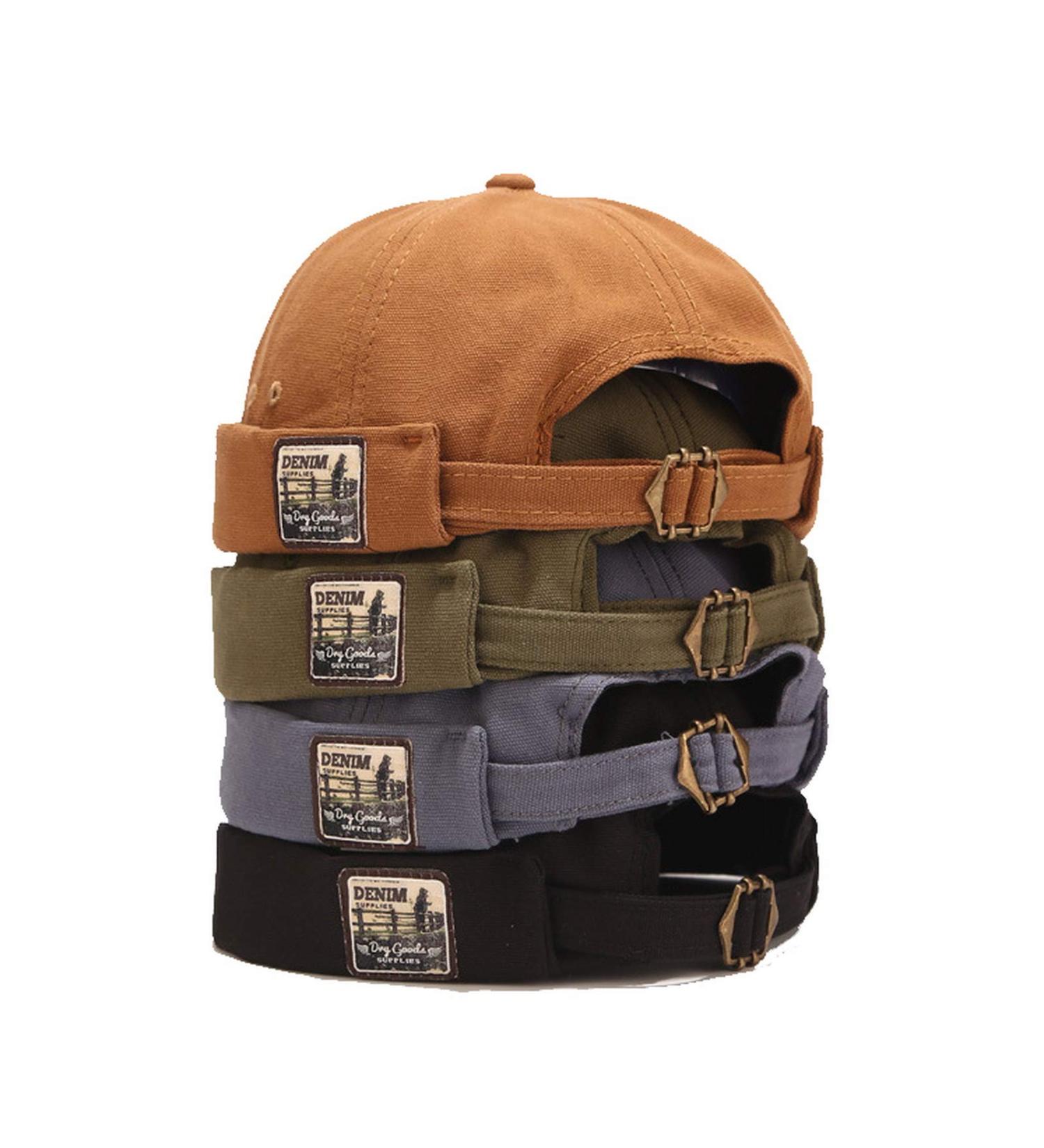 Zegoo Mens Cotton Brimless Sailor Cap Retro Beanie Hat - Black/Blue/Green/Khaki - Buy Online on GoSupps.com
