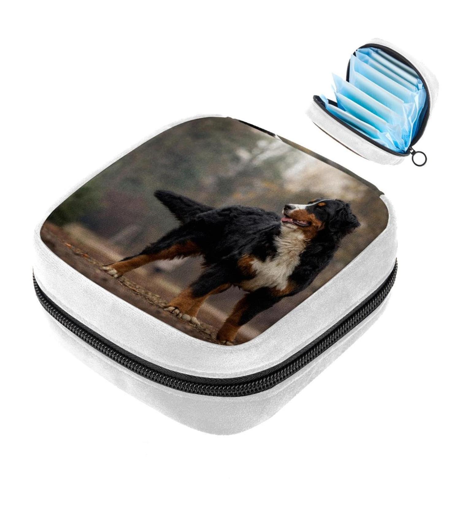 Bernese Mountain Dog Pattern Sanitary Napkin Storage Bag | Period & Tampon Makeup Pad Pouch - Color1558 - Buy Online on GoSupps.com