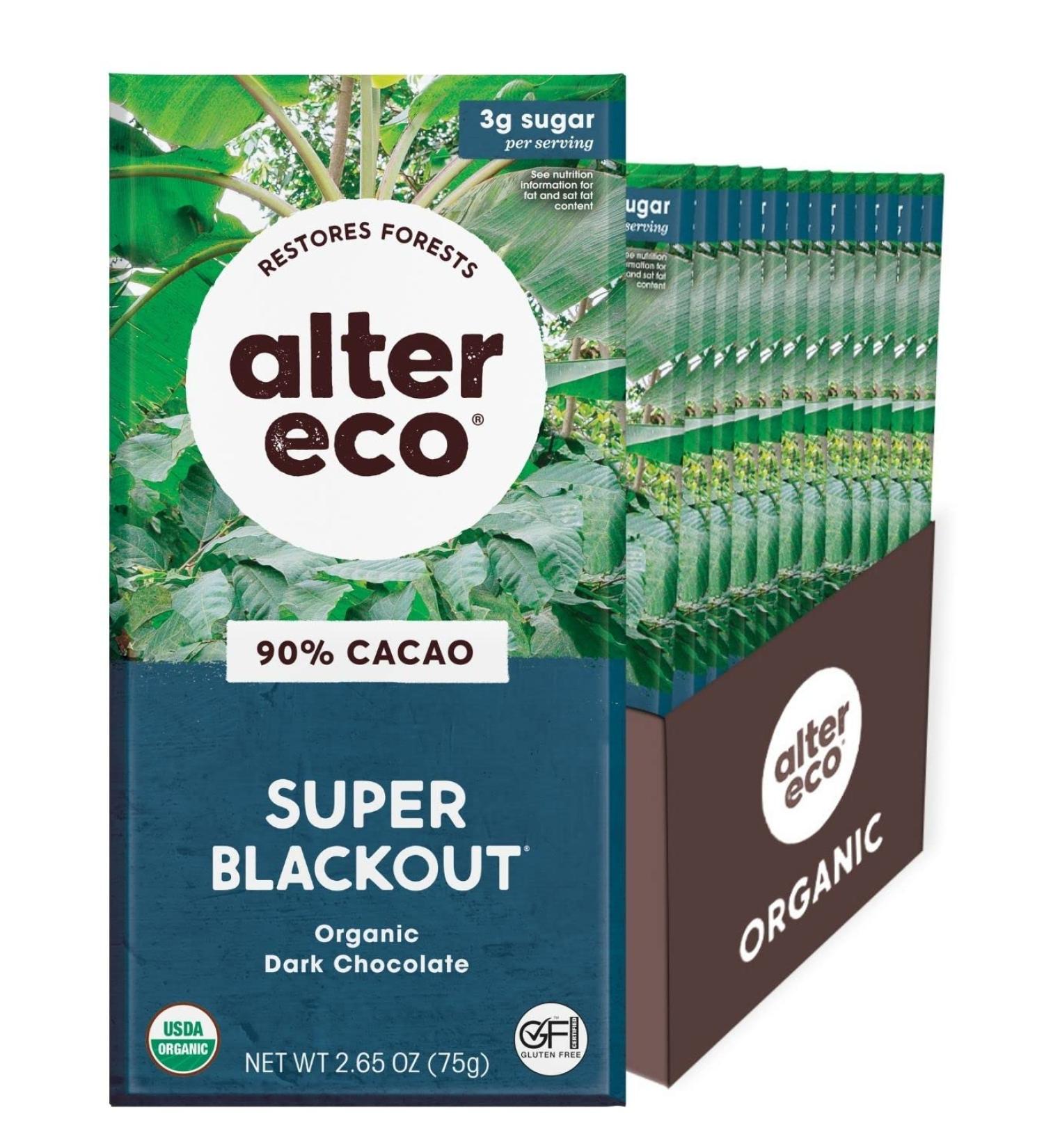 Alter Eco Deepest Dark Chocolate Bar 90% Cocoa - Organic Super Blackout (2.65 oz) - Buy Online on GoSupps.com