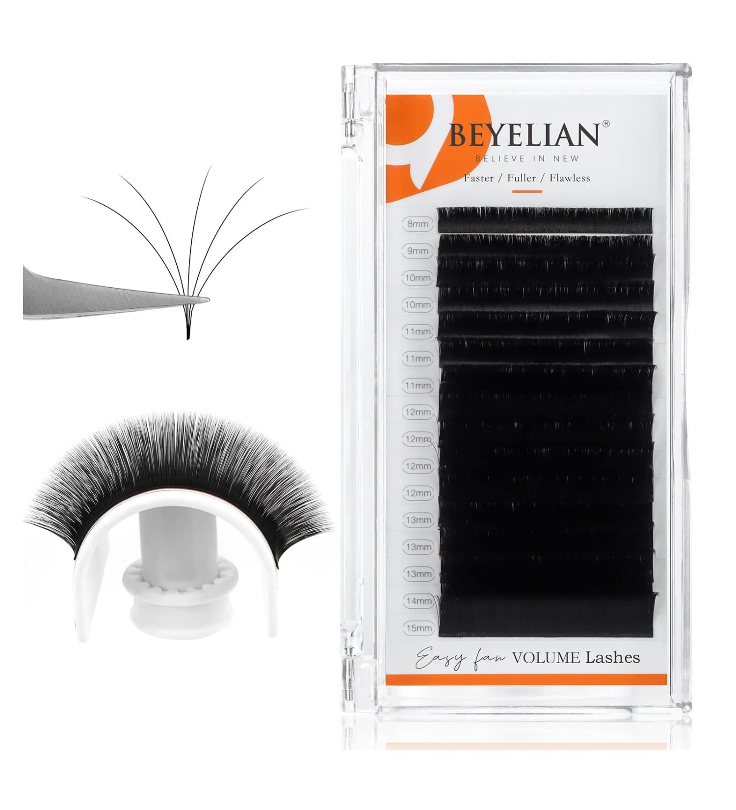BEYELIAN Easy Fan Volume Eyelash Extensions 3D Matte Black Faux Mink | C Curl 0.05mm | Professional Salon Use | 8-15mm Mix - Buy Online on GoSupps.com