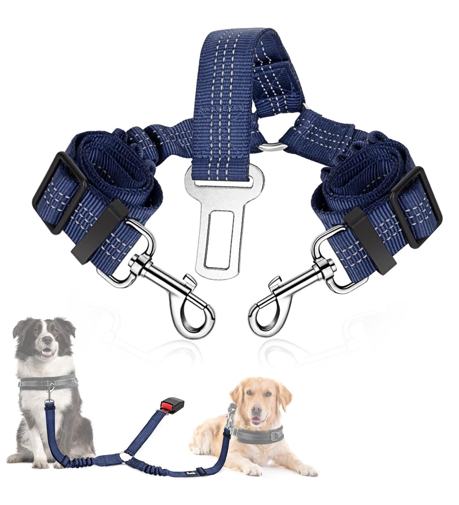 Slowton 2-in-1 Dog Car Seat Belt - Durable Adjustable Reflective Tangle-Free for Medium Dogs - Travel Safely in Style! - Buy Online on GoSupps.com