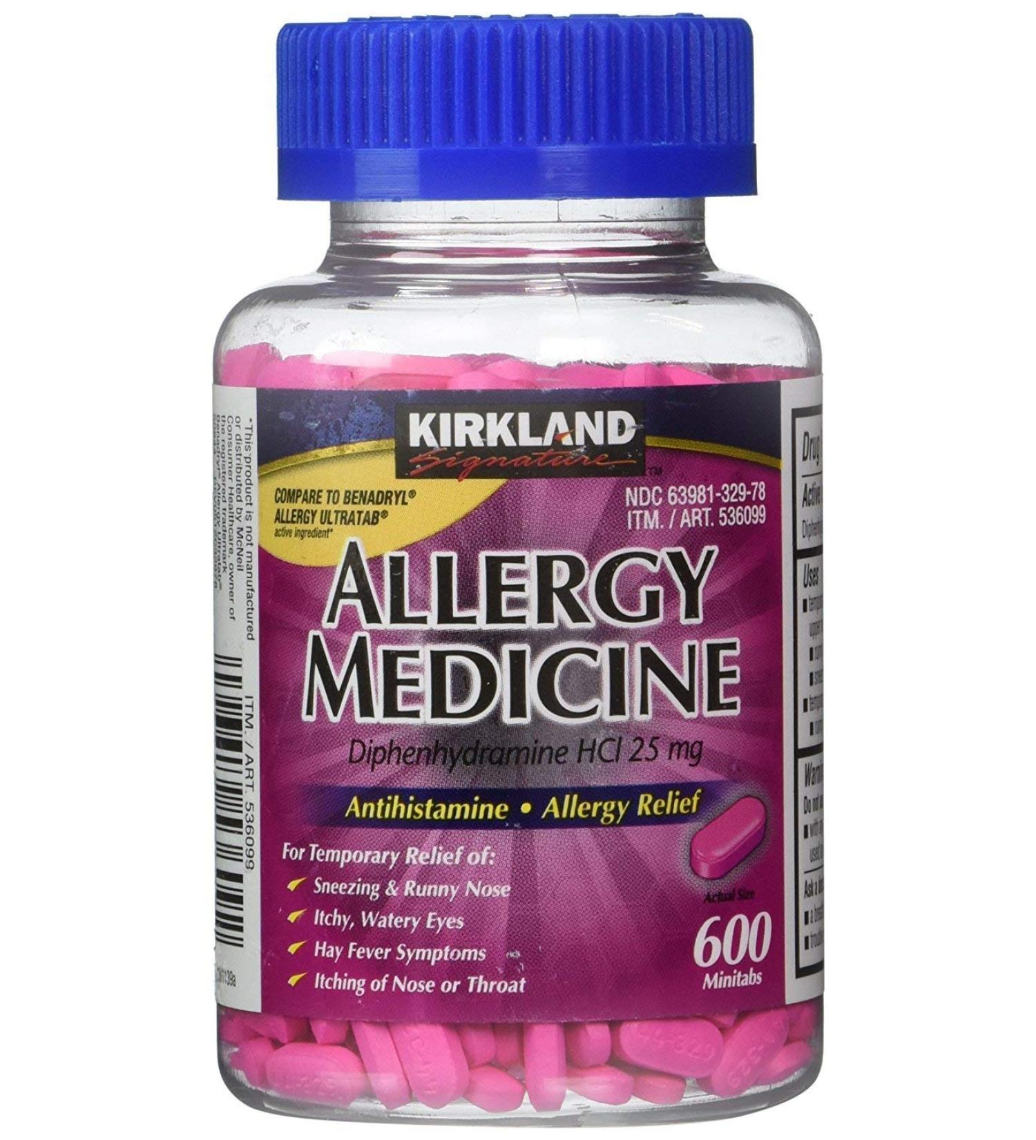 Diphenhydramine HCI 25 Mg - Kirkland Brand - Allergy Medicine and AntihistamineCompare to Active Ingredient of Benadryl Allergy Generic - 600 Count Personal Healthcare / Health Care
