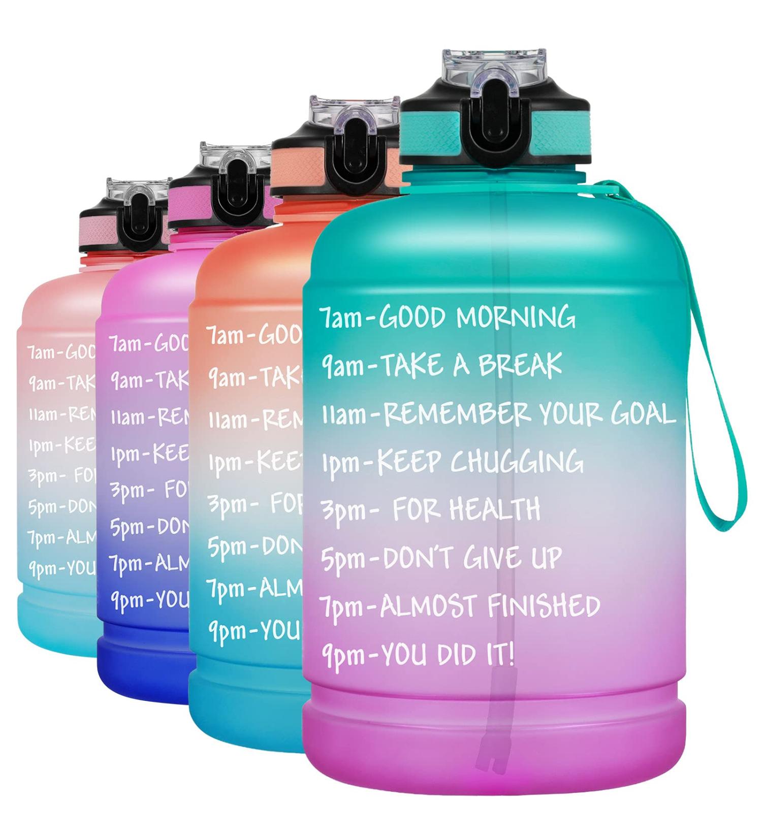 BOTTLE BOTTLE Large Half Gallon/64oz Motivational Water Bottle - Blue Purple with Straw & Handle - Buy Online on GoSupps.com