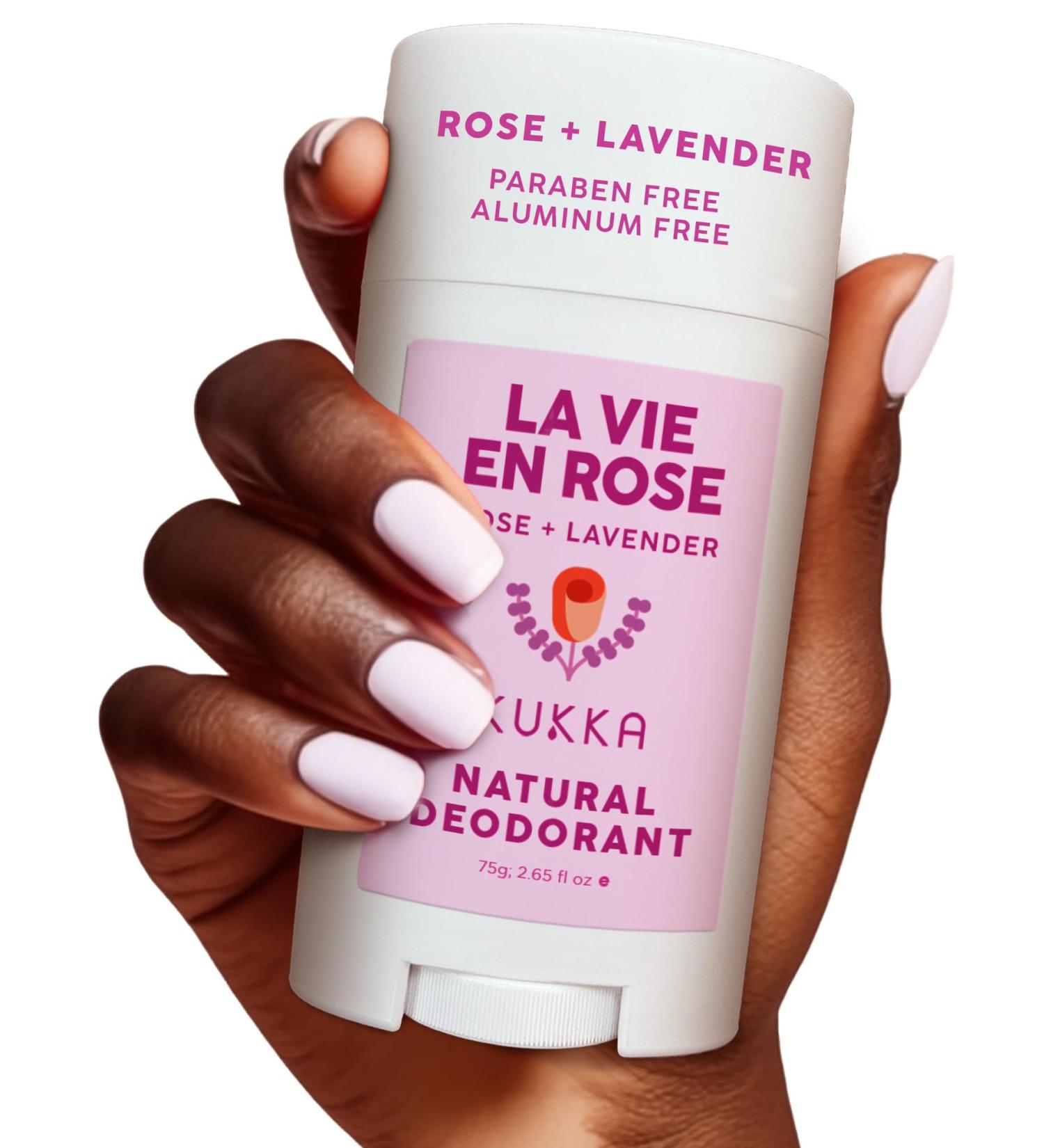 Kukka Deodorant - La Vie En Rose Aluminum Free Natural Deodorant for Men & Women | Long Lasting Lavender Rose (2.65 Fl Oz) - Alcohol & Paraben Free Travel Size - Buy Online on GoSupps.com