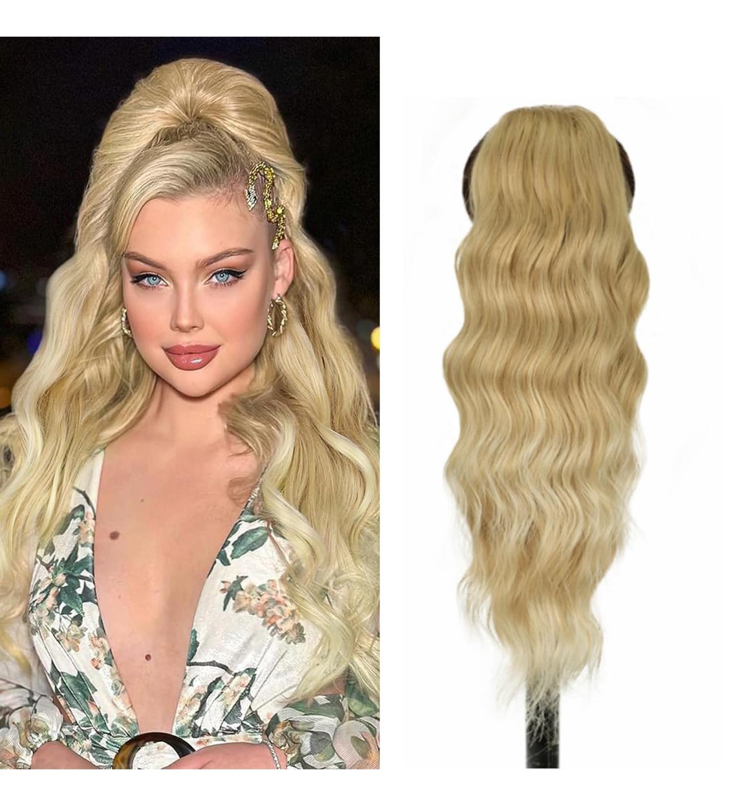 Aikaa Curls Synthetic Hair Extensions - 60cm Wavy Curly Ponytail (27/613#) for Women | International Shipping Available - Buy Online on GoSupps.com