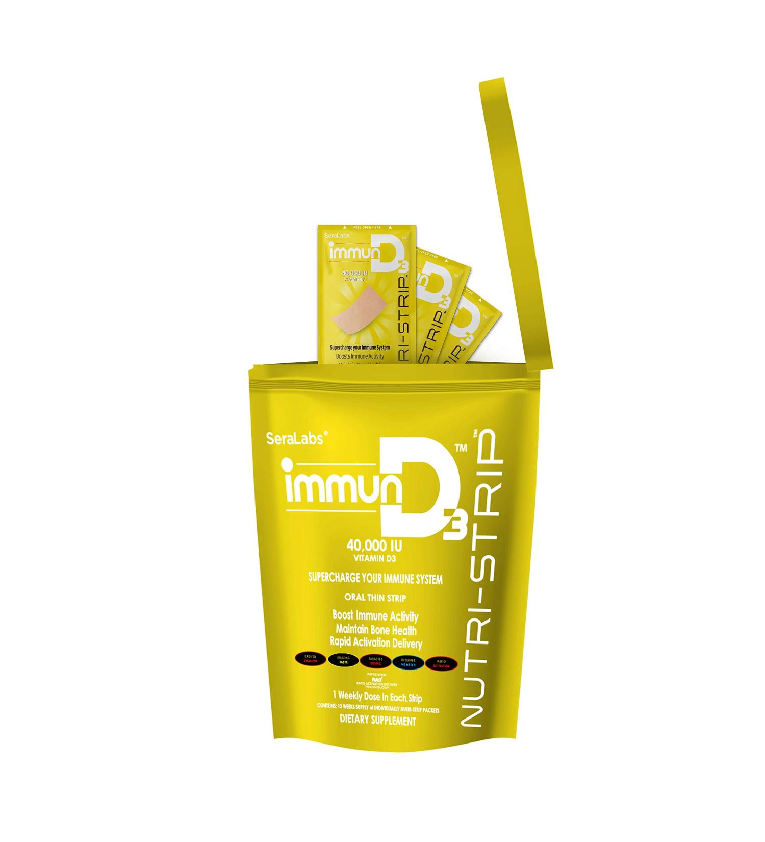 NUTRI-STRIPS ImmunD3 Vitamin D3 40,000iu Oral Strips - Pack of 12 | Rapid Activation Delivery - Buy Online on GoSupps.com